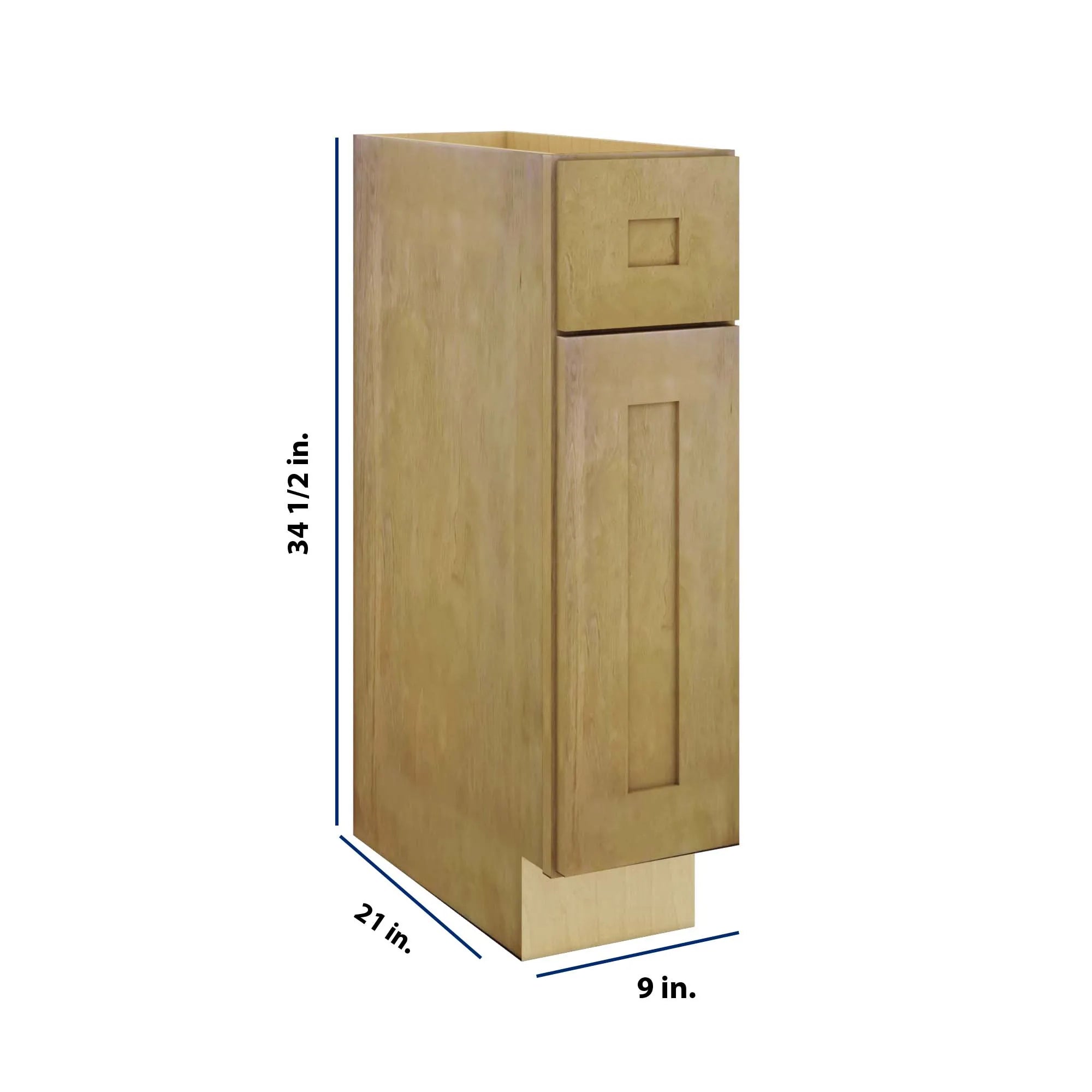 Modernform Cabinet Natural Shaker 09" W X 34 1/2" H X 21" D Base 1 Door/1 Drawer