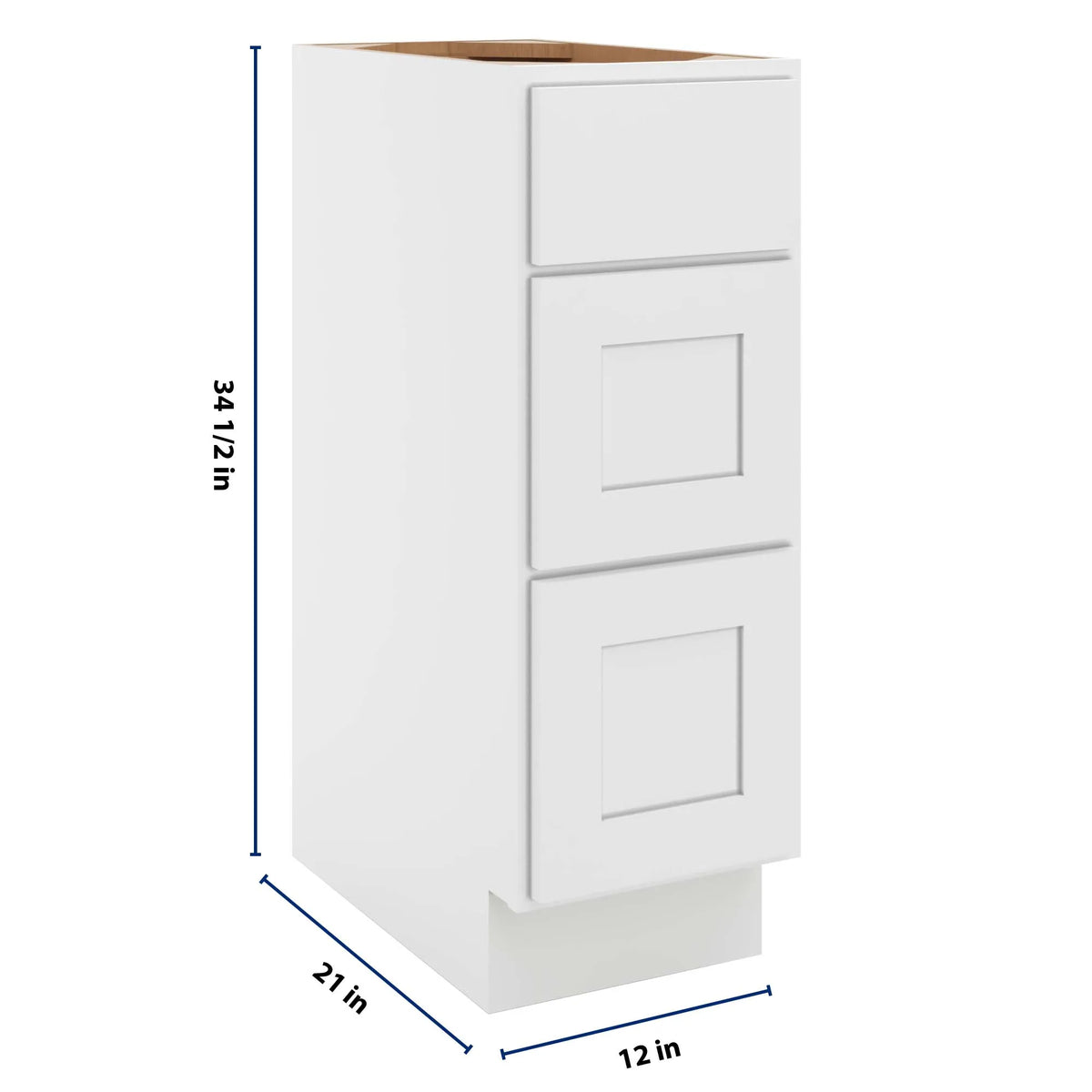 cnc luxor white 12 w vanity drawer base cabinet