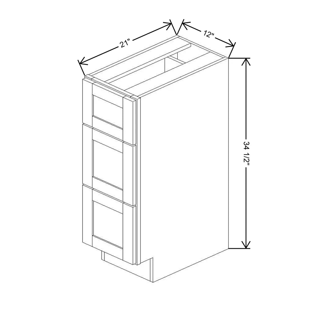 Kitchen Cabinet Distributors Brooklyn Gray Vanity Drawer Base - 12" W x 34.5" H x 21" D