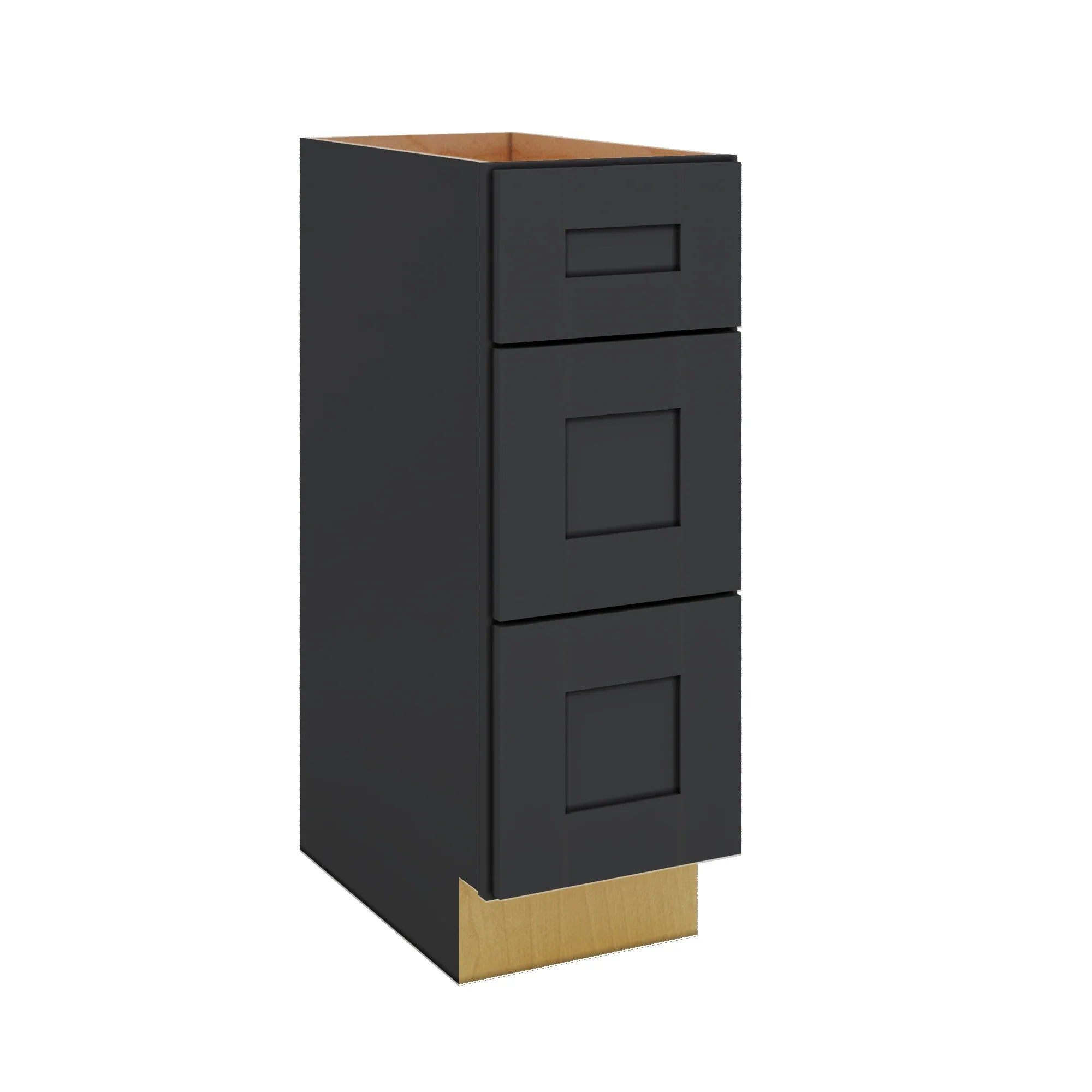 Modernform Cabinet Onyx Black Shaker 12" W X 34 1/2" H X 21" D Vanity Base with 3 Drawers