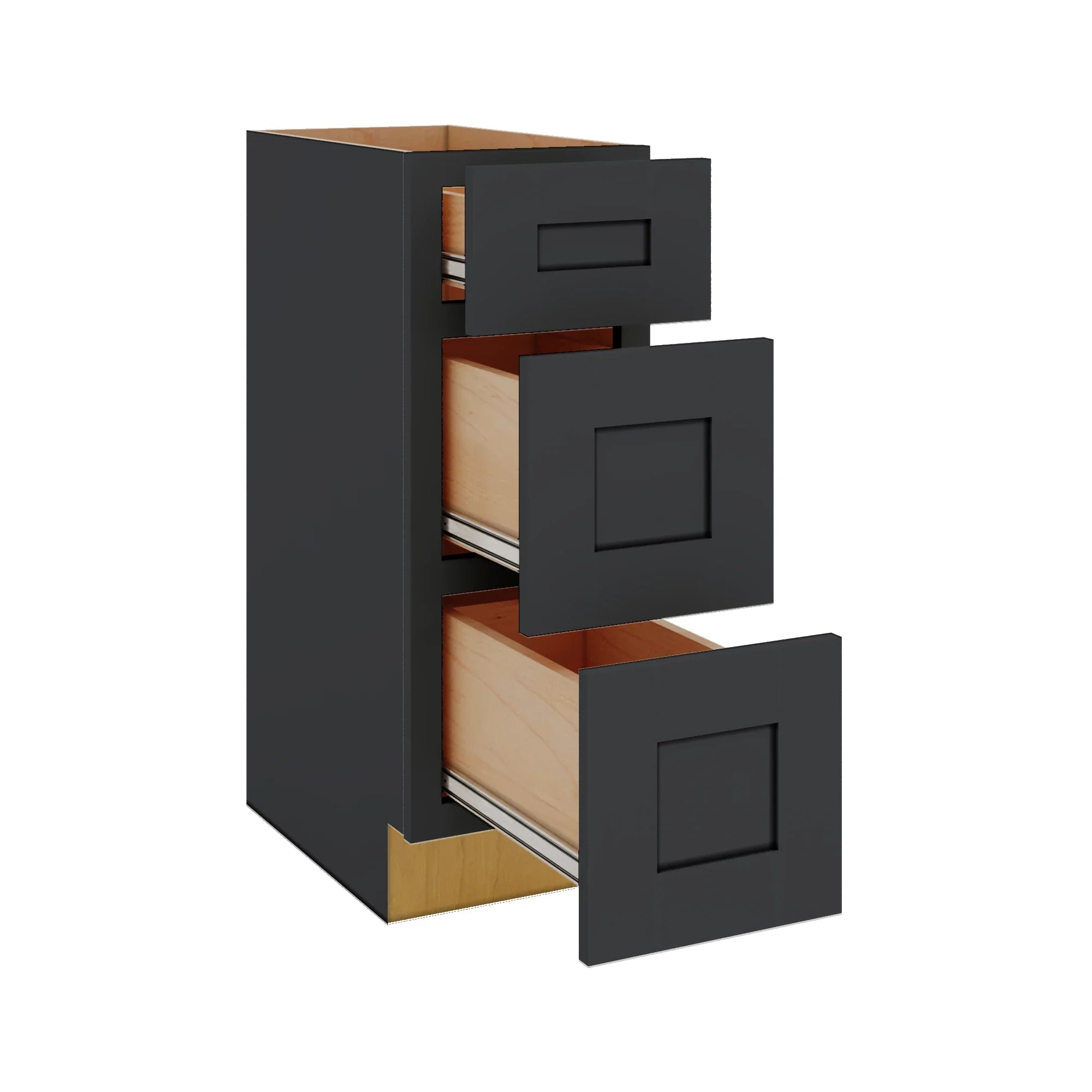 Modernform Cabinet Onyx Black Shaker 12" W X 34 1/2" H X 21" D Vanity Base with 3 Drawers