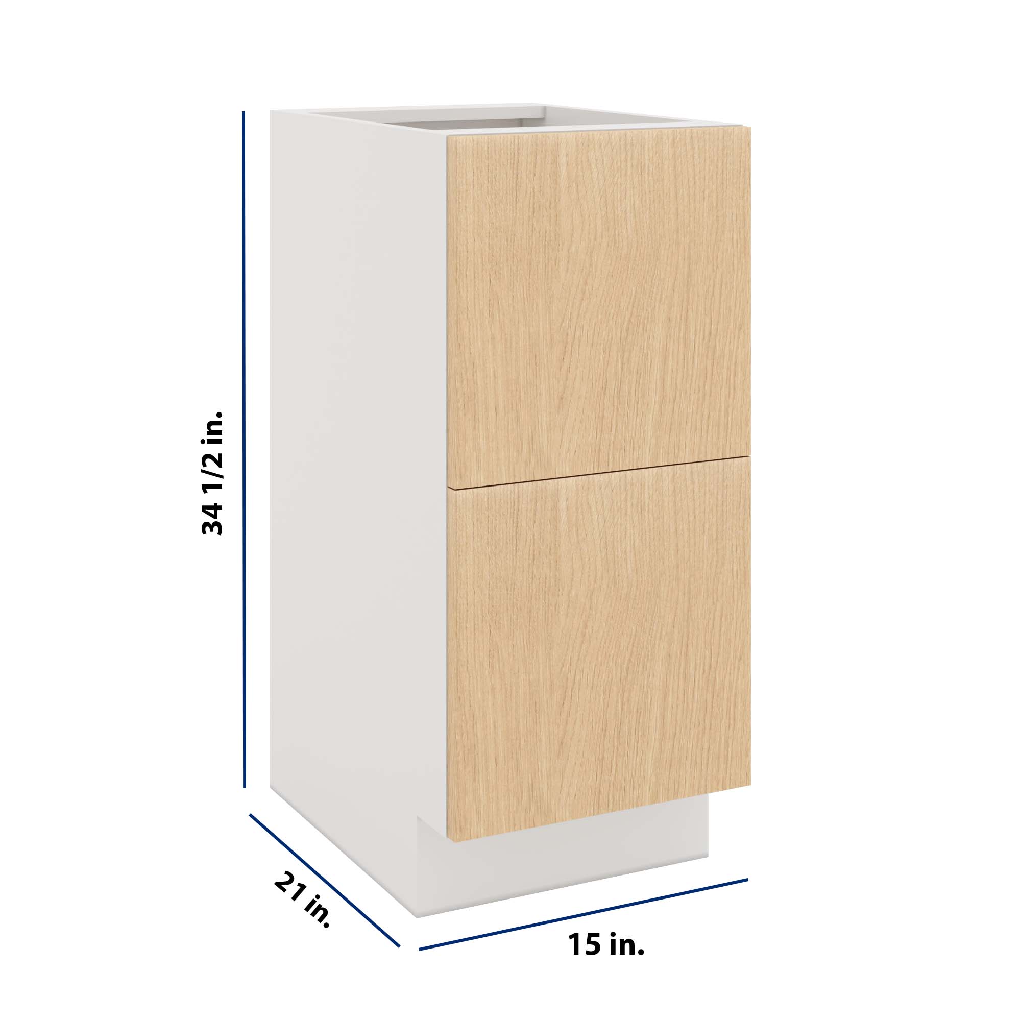 Modernform Cabinet Natural Oak 15" W X 34 1/2" H X 21" D Vanity Base with 2 Drawers