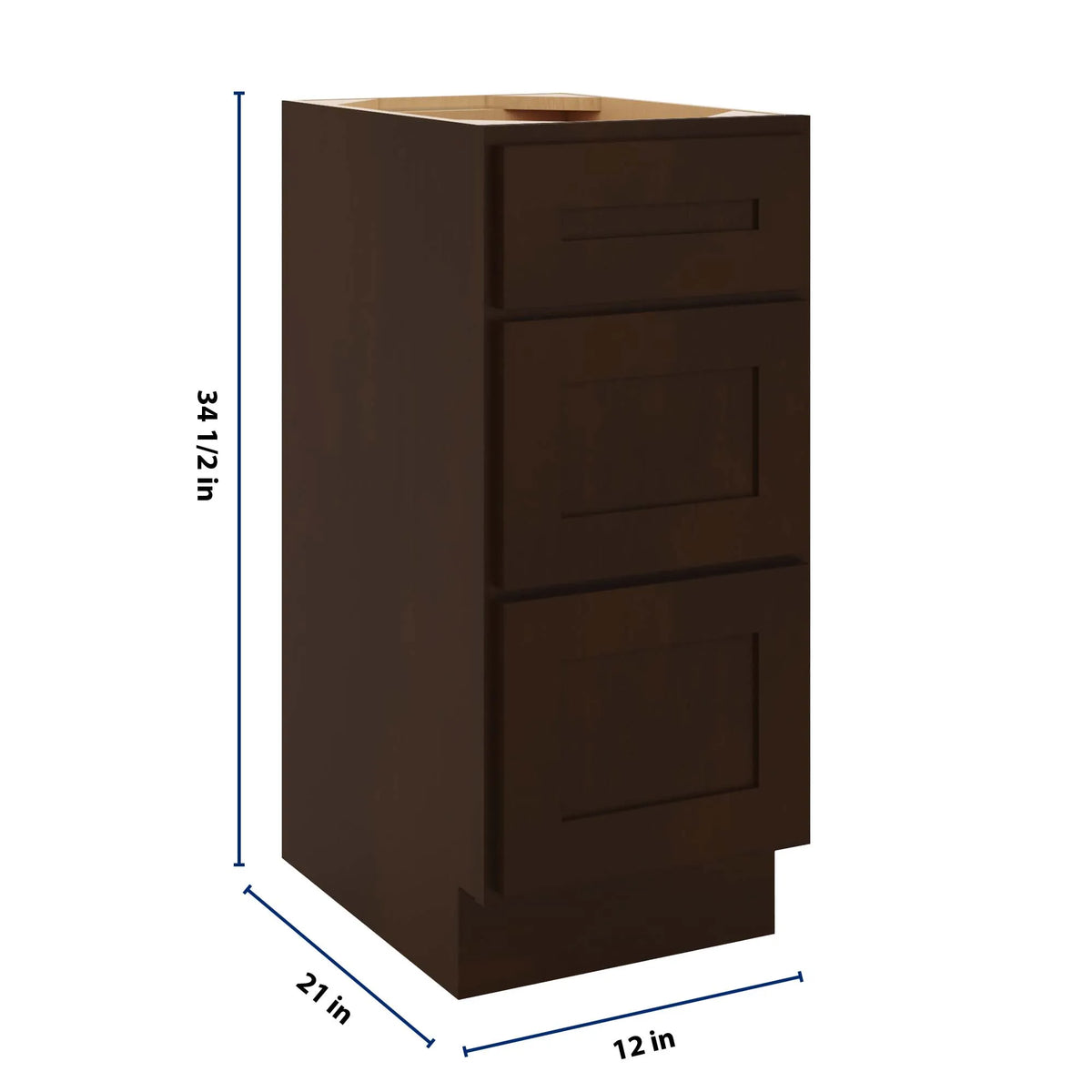 CNC Luxor 5-Piece Espresso 15" W Vanity Drawer Base Cabinet