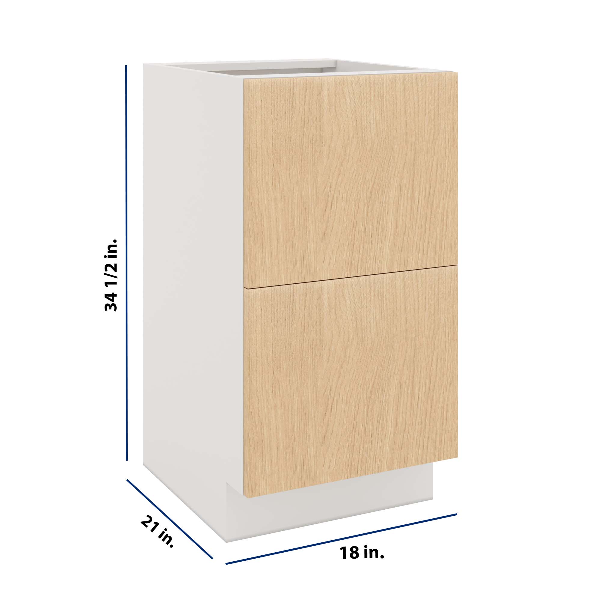 Modernform Cabinet Natural Oak 18" W X 34 1/2" H X 21" D Vanity Base with 2 Drawers