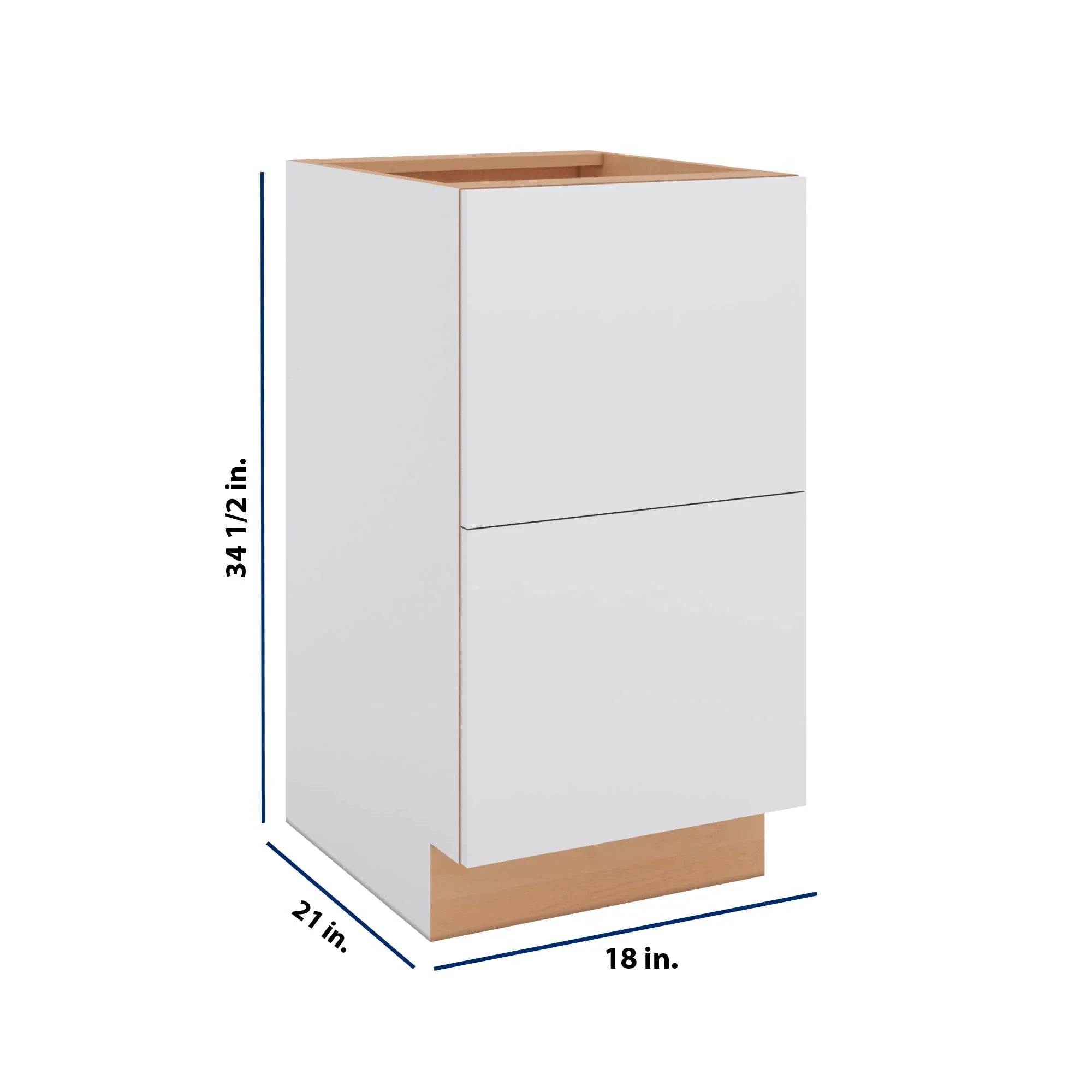 Modernform Cabinet Matte White 18" W X 34 1/2" H X 21" D Vanity Base with 2 Drawers