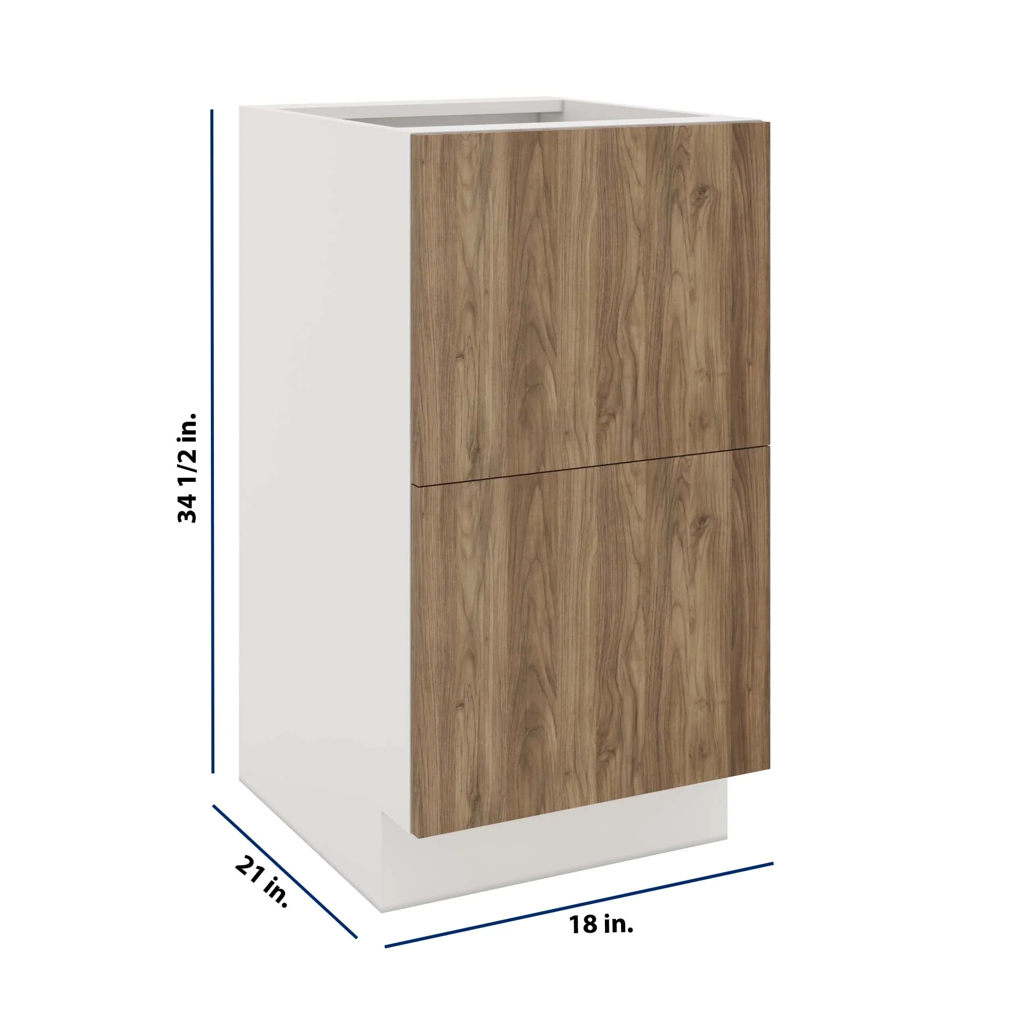 Modernform Cabinet Walnut 18" W X 34 1/2" H X 21" D Vanity Base with 2 Drawers