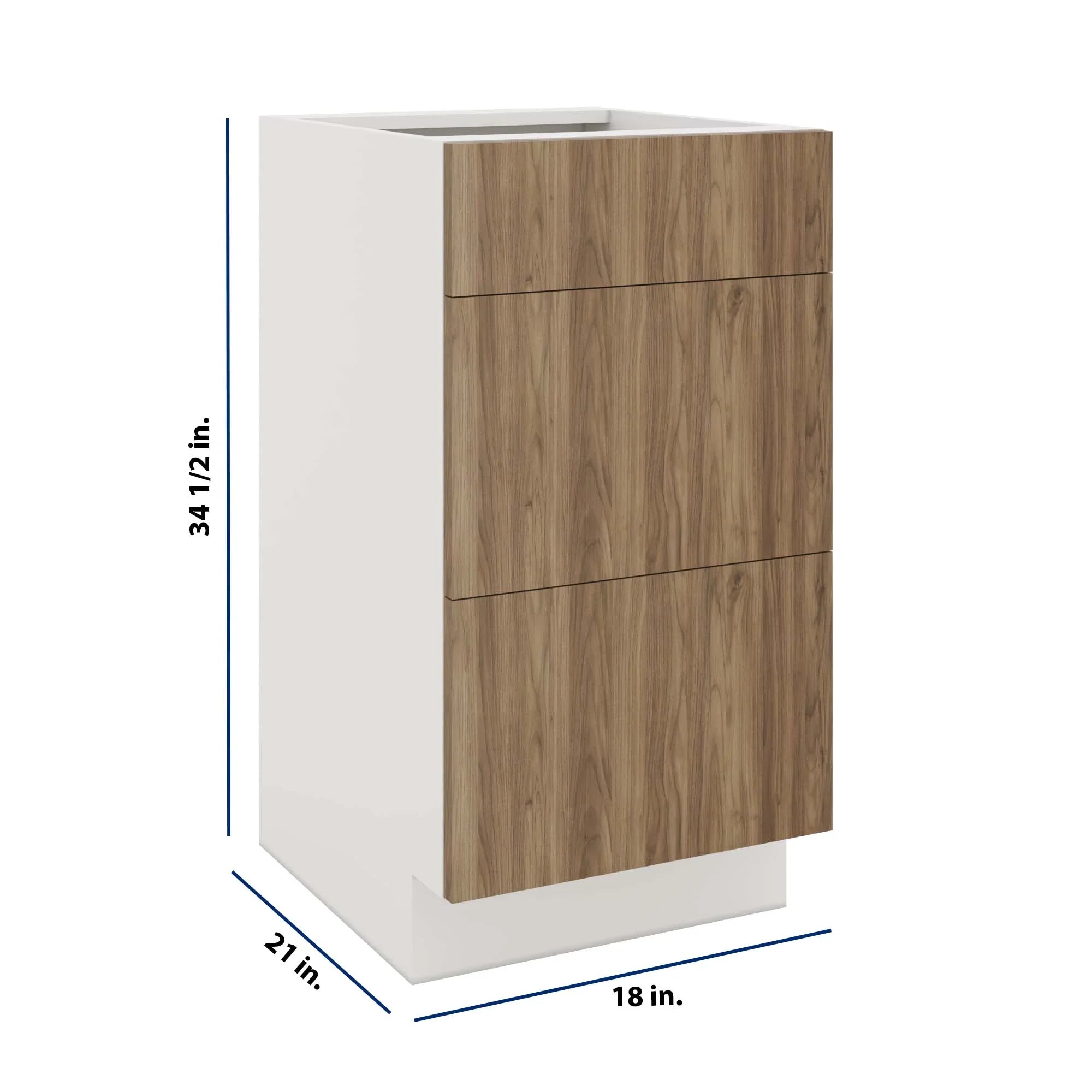 Modernform Cabinet Walnut 18" W X 34 1/2" H X 21" D Vanity Base with 3 Drawers