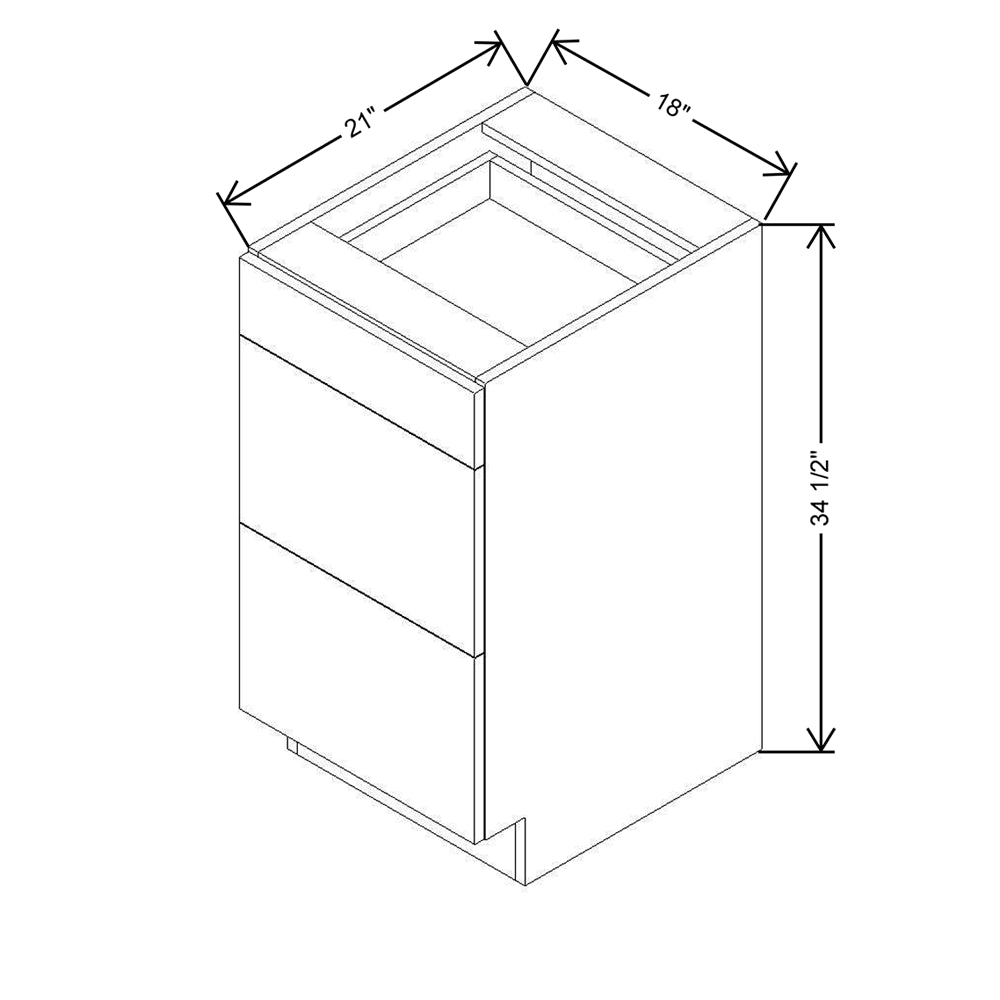 CNC Classic Milano Ash 18" W Vanity Drawer Base Cabinet