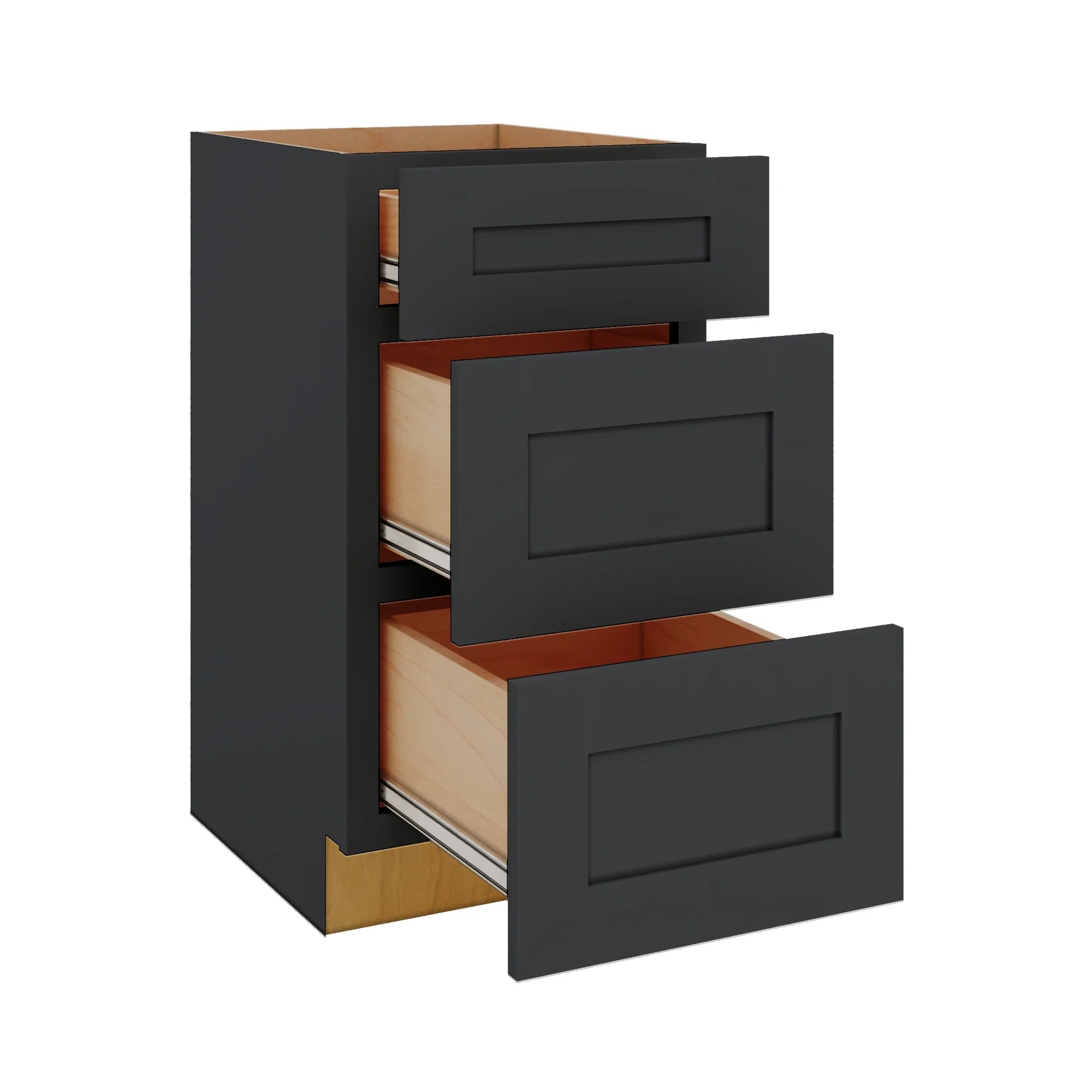 Modernform Cabinet Onyx Black Shaker 18" W X 34 1/2" H X 21" D Vanity Base with 3 Drawers