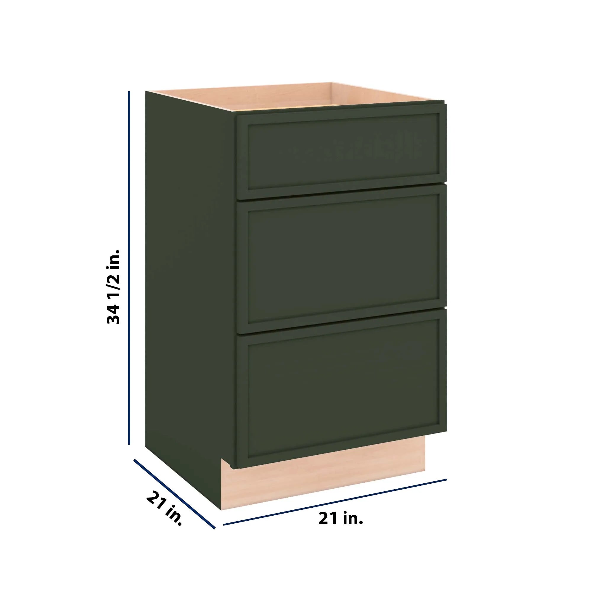 Modernform Cabinet Slim Sage Green 21" W X 34 1/2" H X 21" D Vanity Base with 3 Drawers