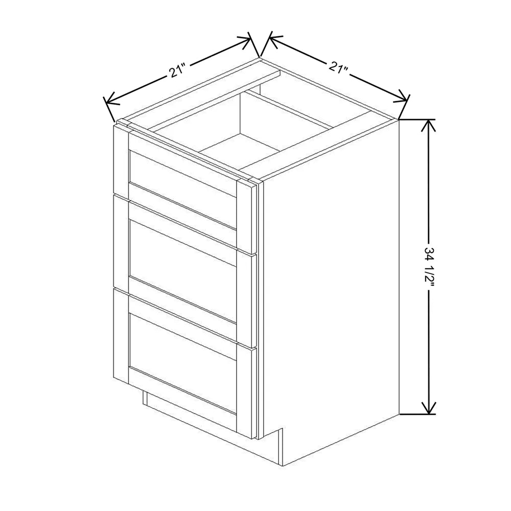 Kitchen Cabinet Distributors Essential White Vanity Drawer Base - 21" W x 34.5" H x 21" D