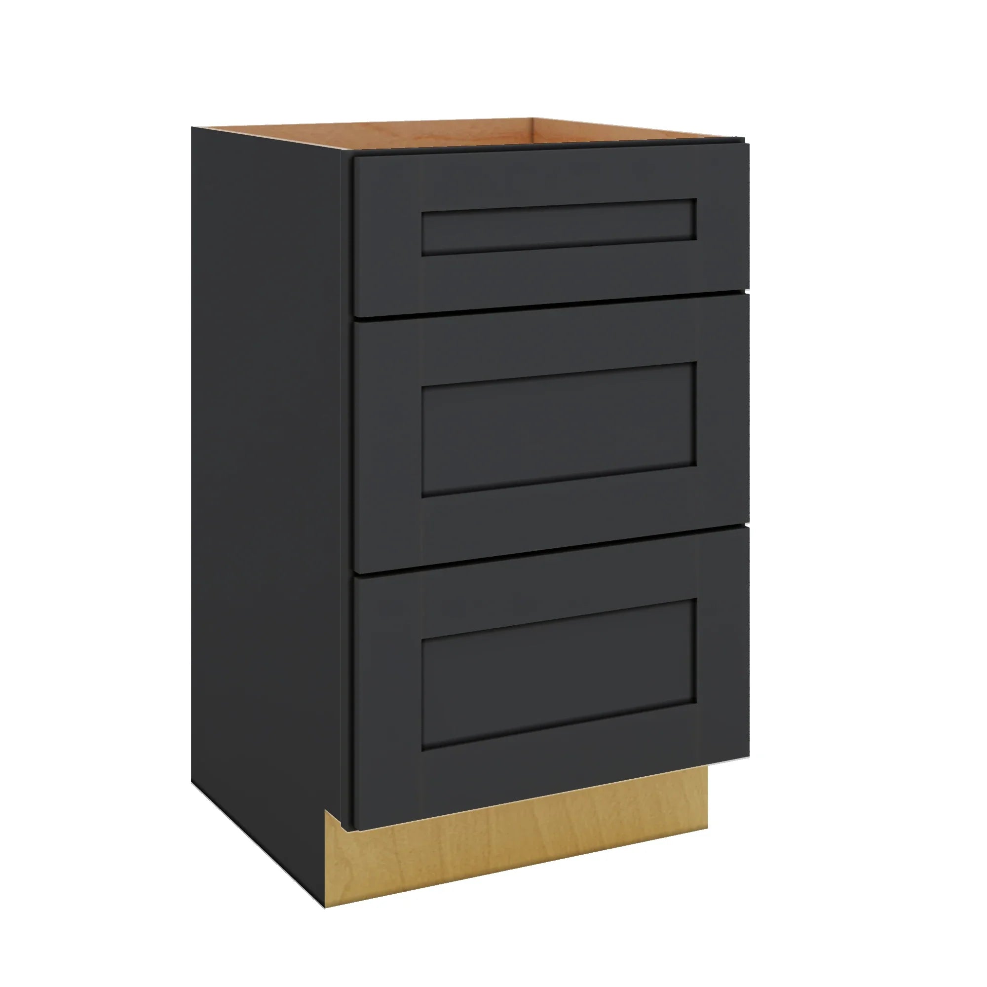 Modernform Cabinet Onyx Black Shaker 21" W X 34 1/2" H X 21" D Vanity Base with 3 Drawers