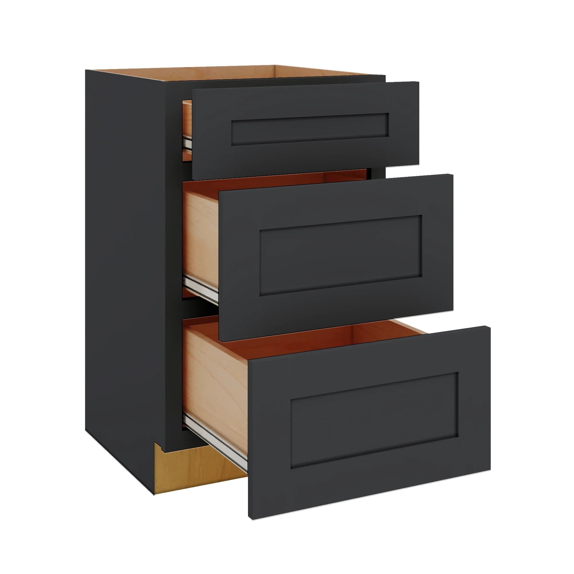 Modernform Cabinet Onyx Black Shaker 21" W X 34 1/2" H X 21" D Vanity Base with 3 Drawers