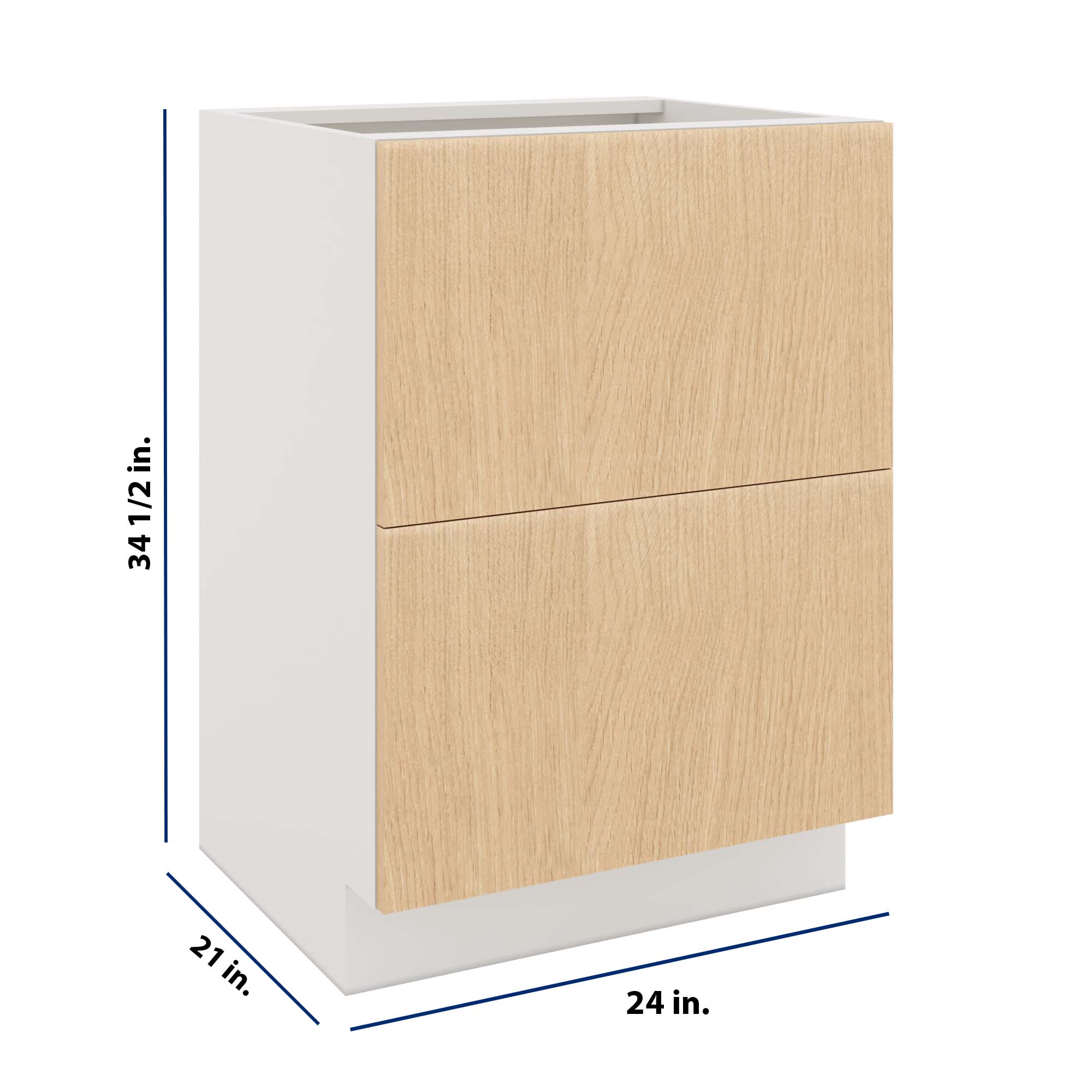 Modernform Cabinet Natural Oak 24" W X 34 1/2" H X 21" D Vanity Base with 2 Drawers