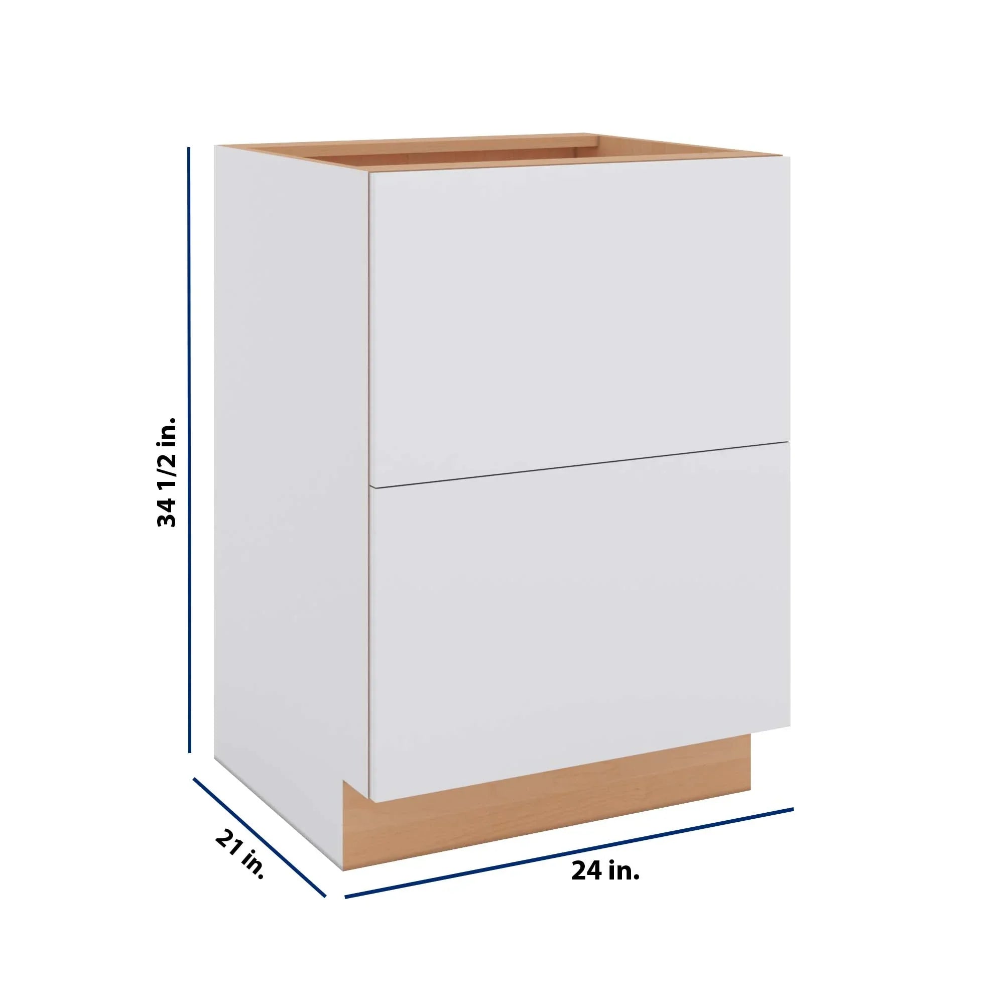 Modernform Cabinet Matte White 24" W X 34 1/2" H X 21" D Vanity Base with 2 Drawers