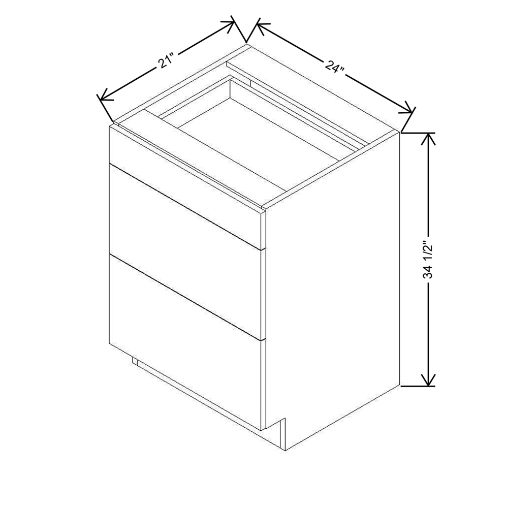 CNC Classic Milano Ash 24" W Vanity Drawer Base Cabinet