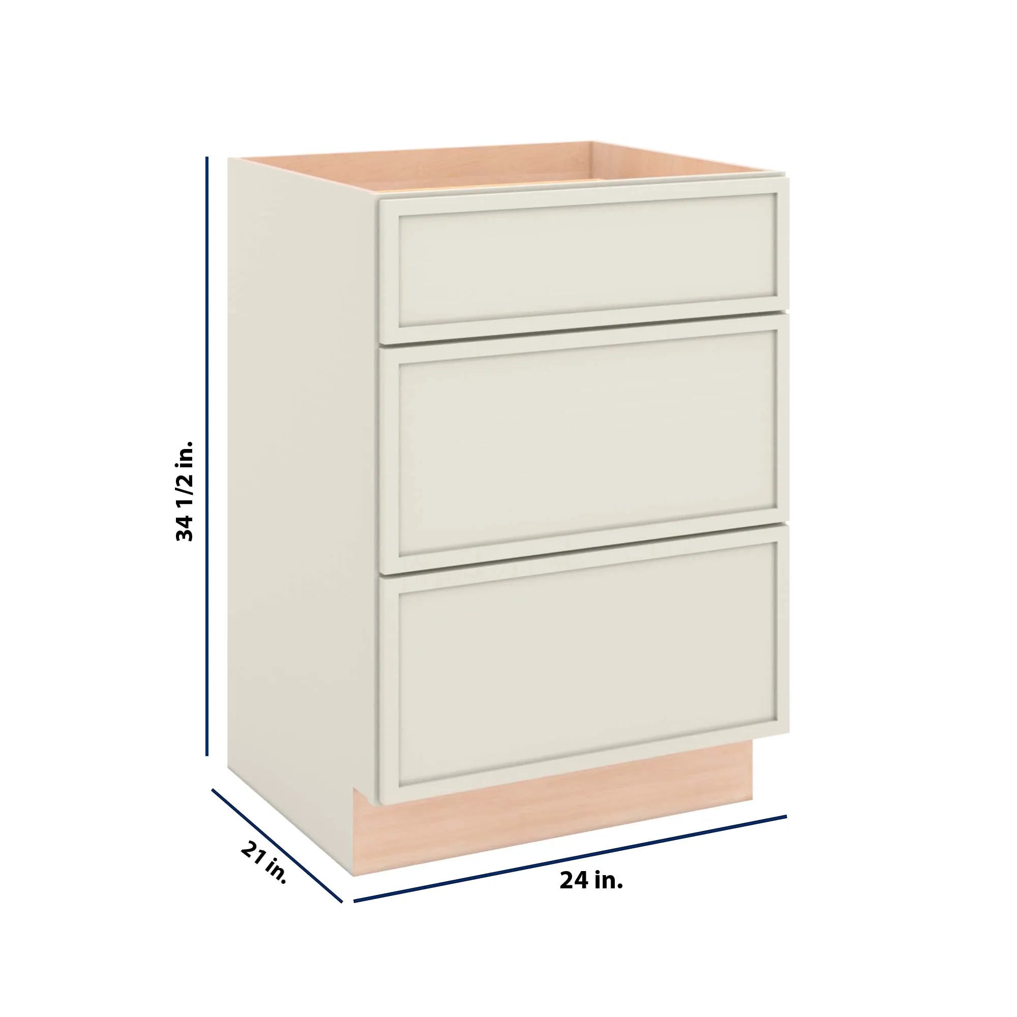Modernform Cabinet Slim Dove White 24" W X 34 1/2" H X 21" D Vanity Base with 3 Drawers