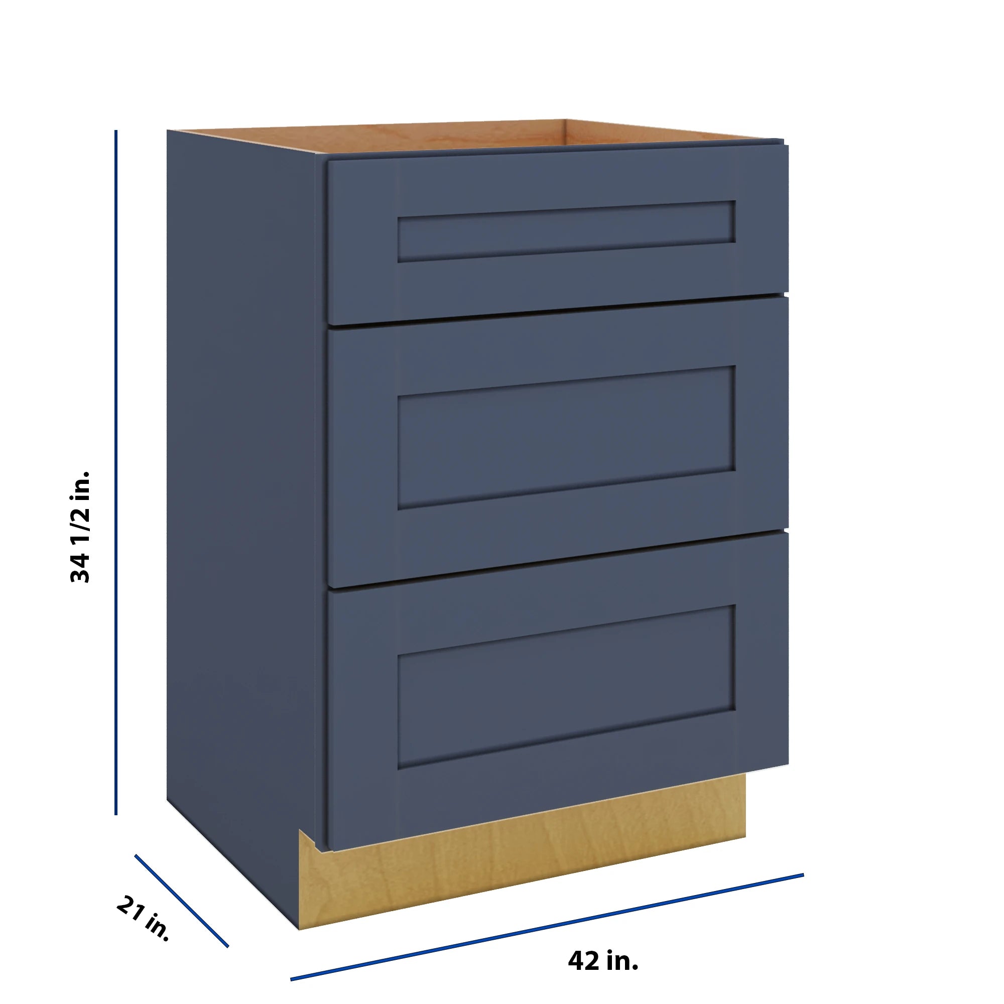 Modernform Cabinet Signature Blue 24" W X 34 1/2" H X 21" D Vanity Base with 3 Drawers