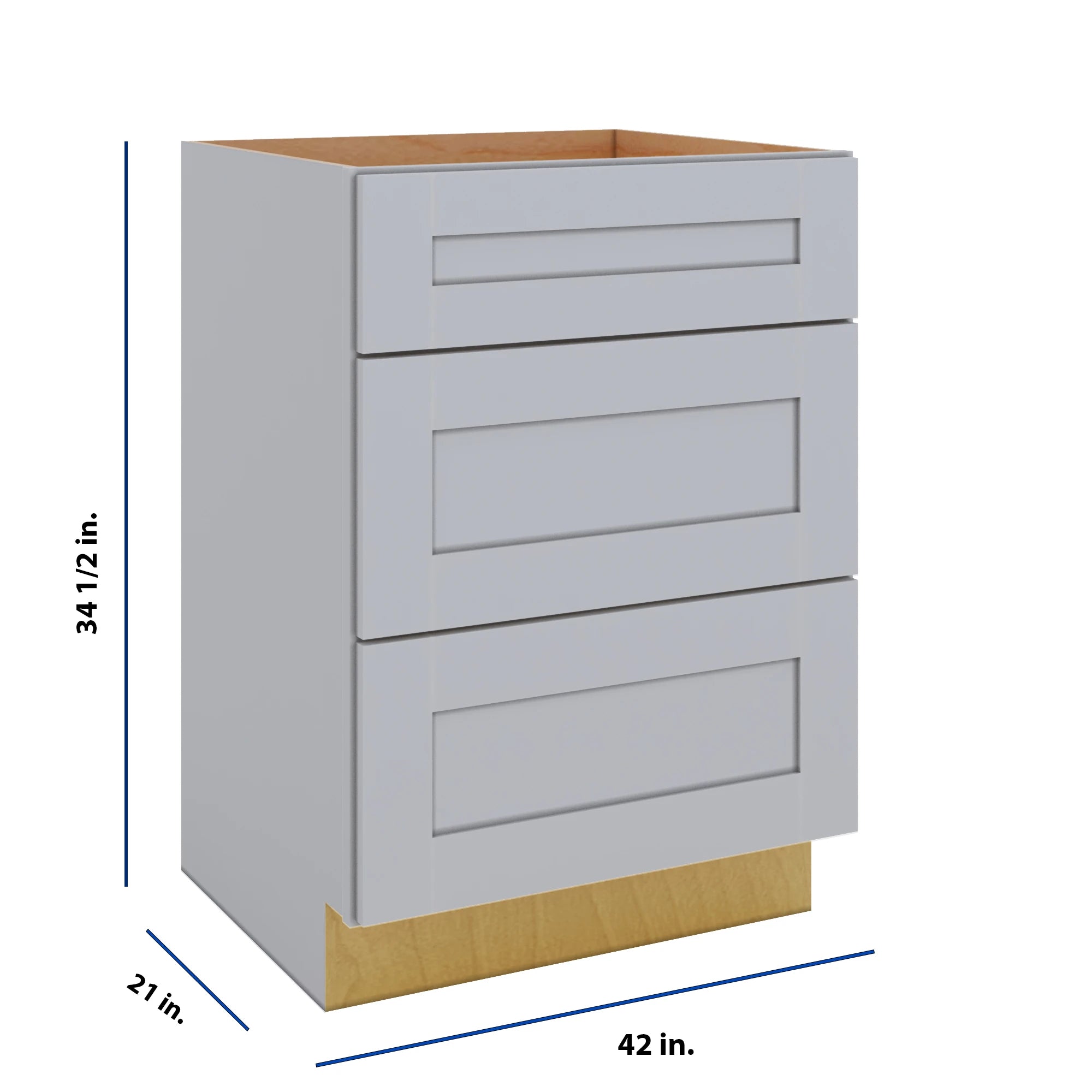 Modernform Cabinet Grey Shaker 24" W X 34 1/2" H X 21" D Vanity Base with 3 Drawers