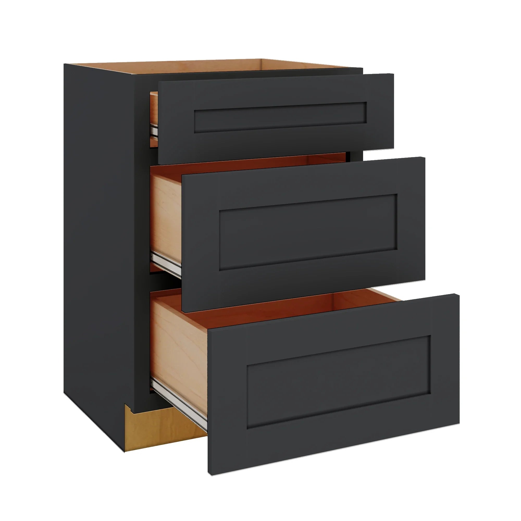 Modernform Cabinet Onyx Black Shaker 24" W X 34 1/2" H X 21" D Vanity Base with 3 Drawers