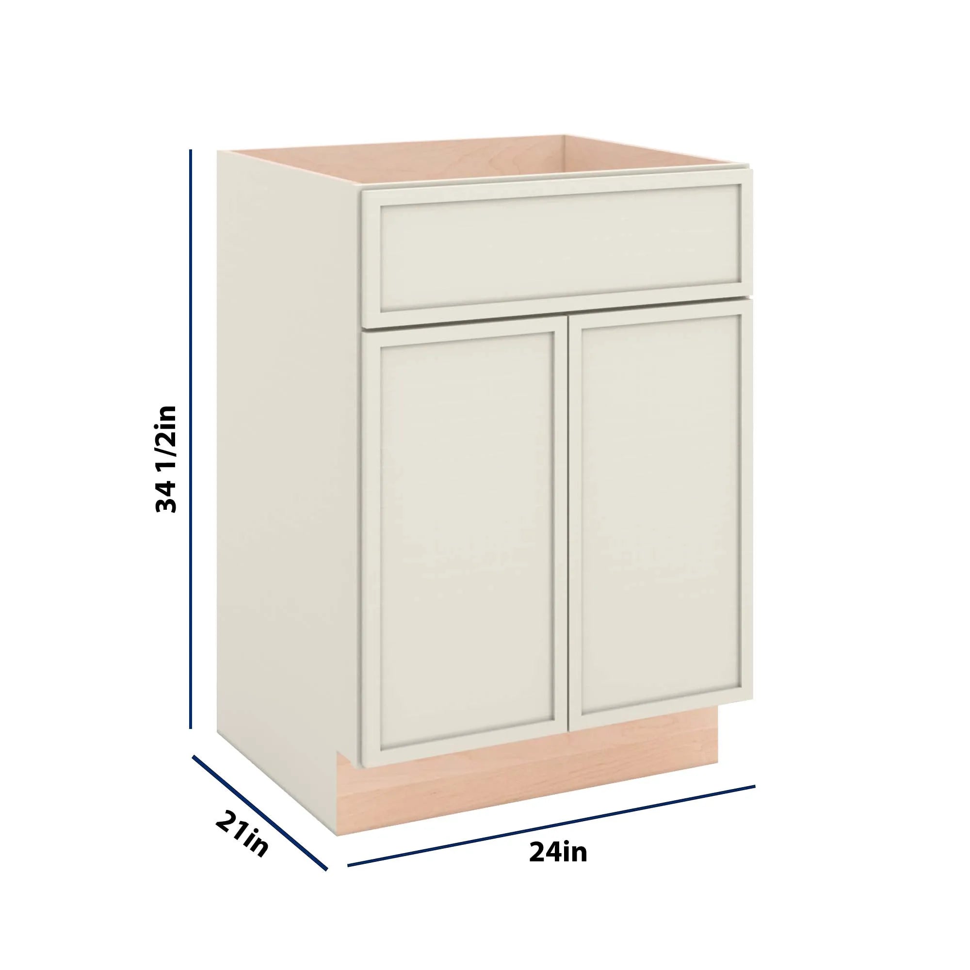 Modernform Cabinet Slim Dove White 24" W X 34 1/2" H X 21" D Sink Base 2 Doors/1 False Front