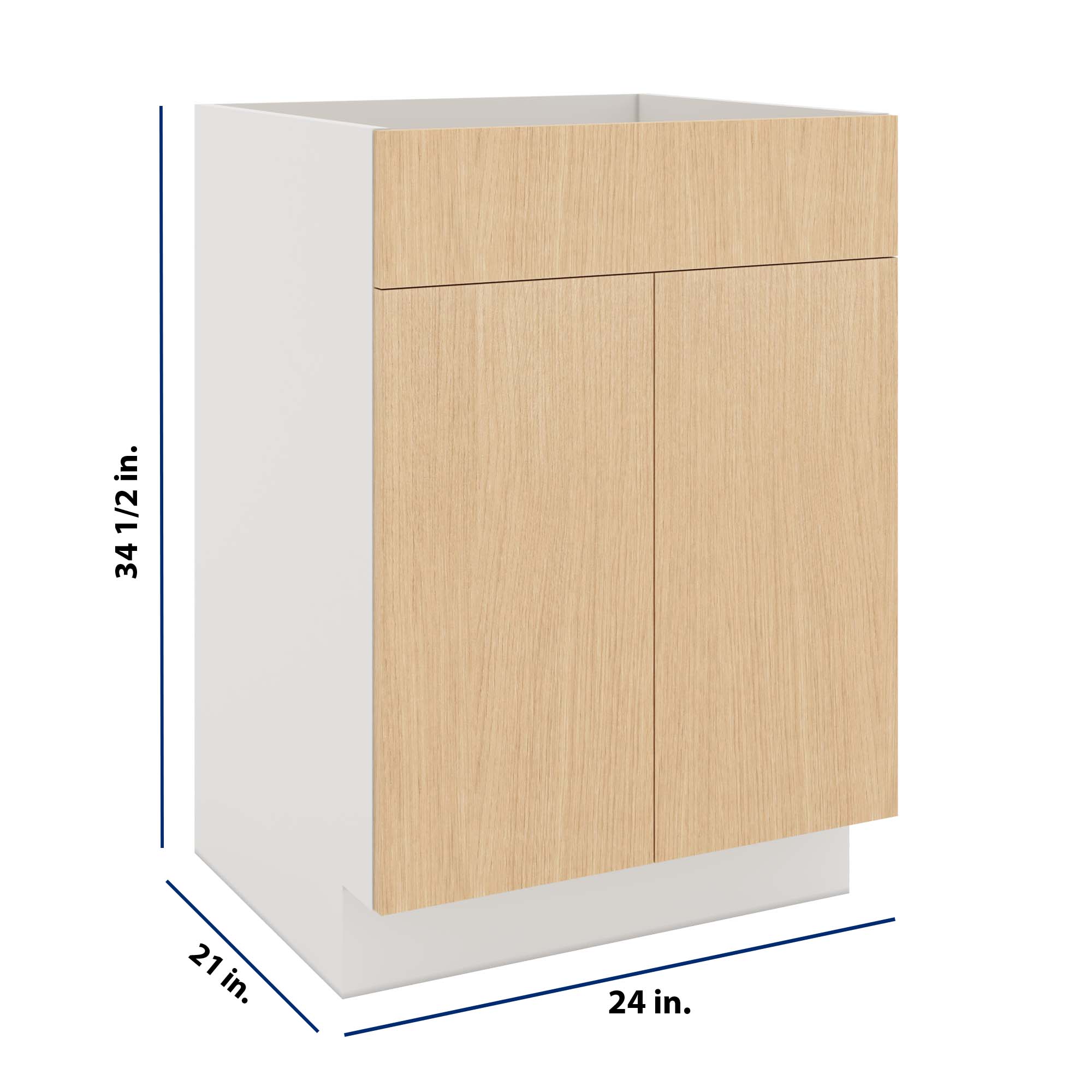 Modernform Cabinet Natural Oak 24" W X 34 1/2" H X 21" D Vanity Sink Base 2 Doors/1 False Front