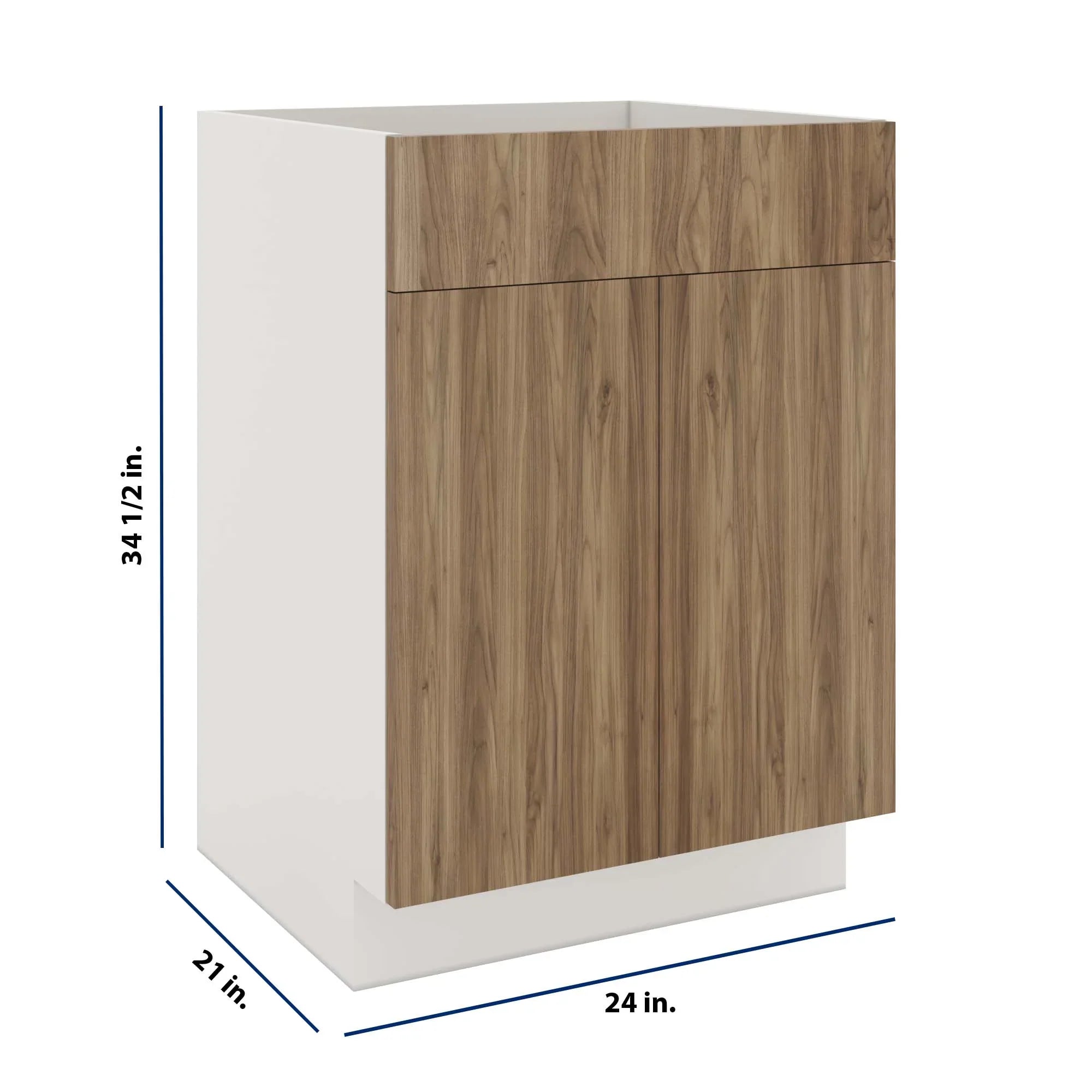 Modernform Cabinet Walnut 24" W X 34 1/2" H X 21" D Vanity Sink Base 2 Doors/1 False Front