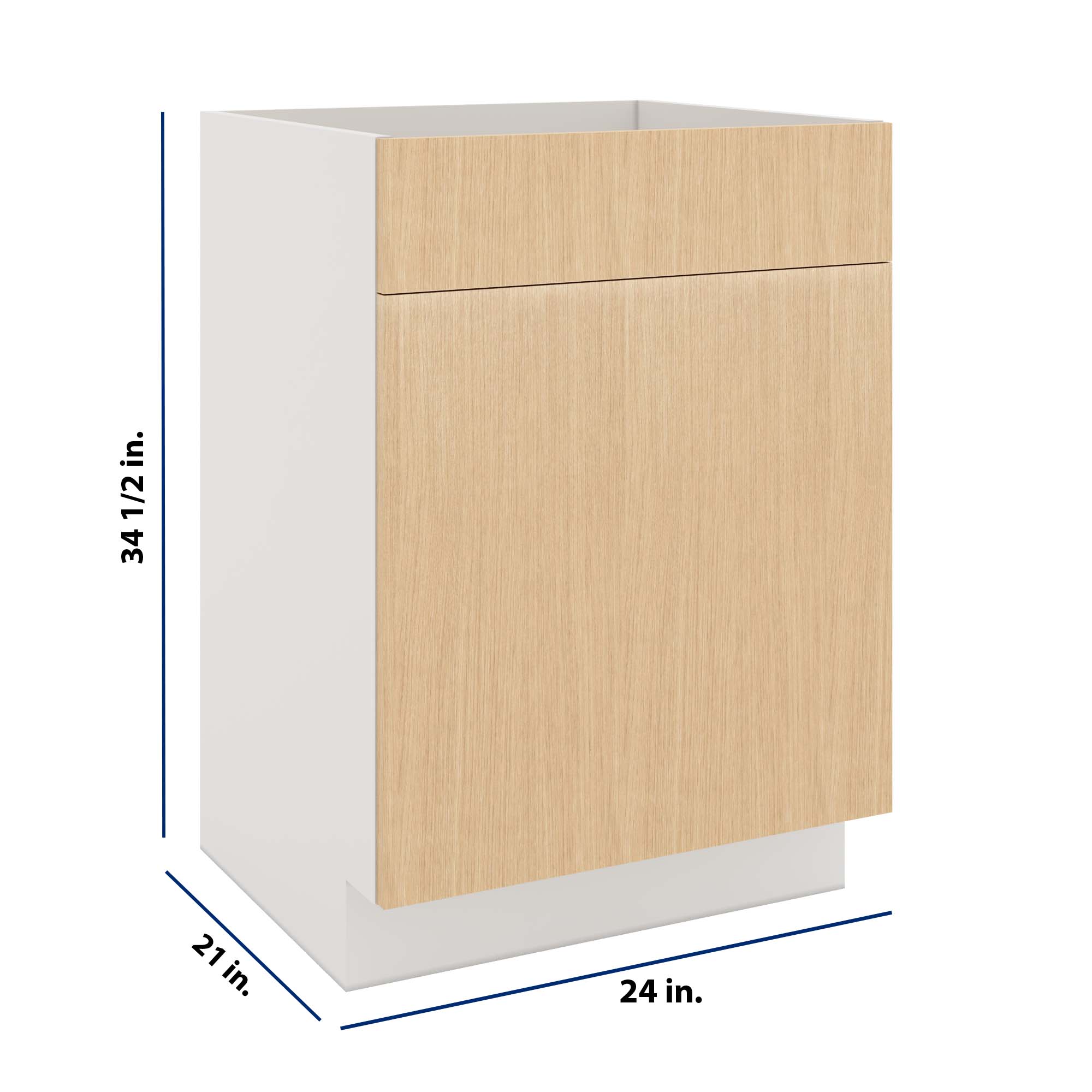 Modernform Cabinet Natural Oak 24" W X 34 1/2" H X 21" D Vanity Sink Base 1 Doors/1 False Front