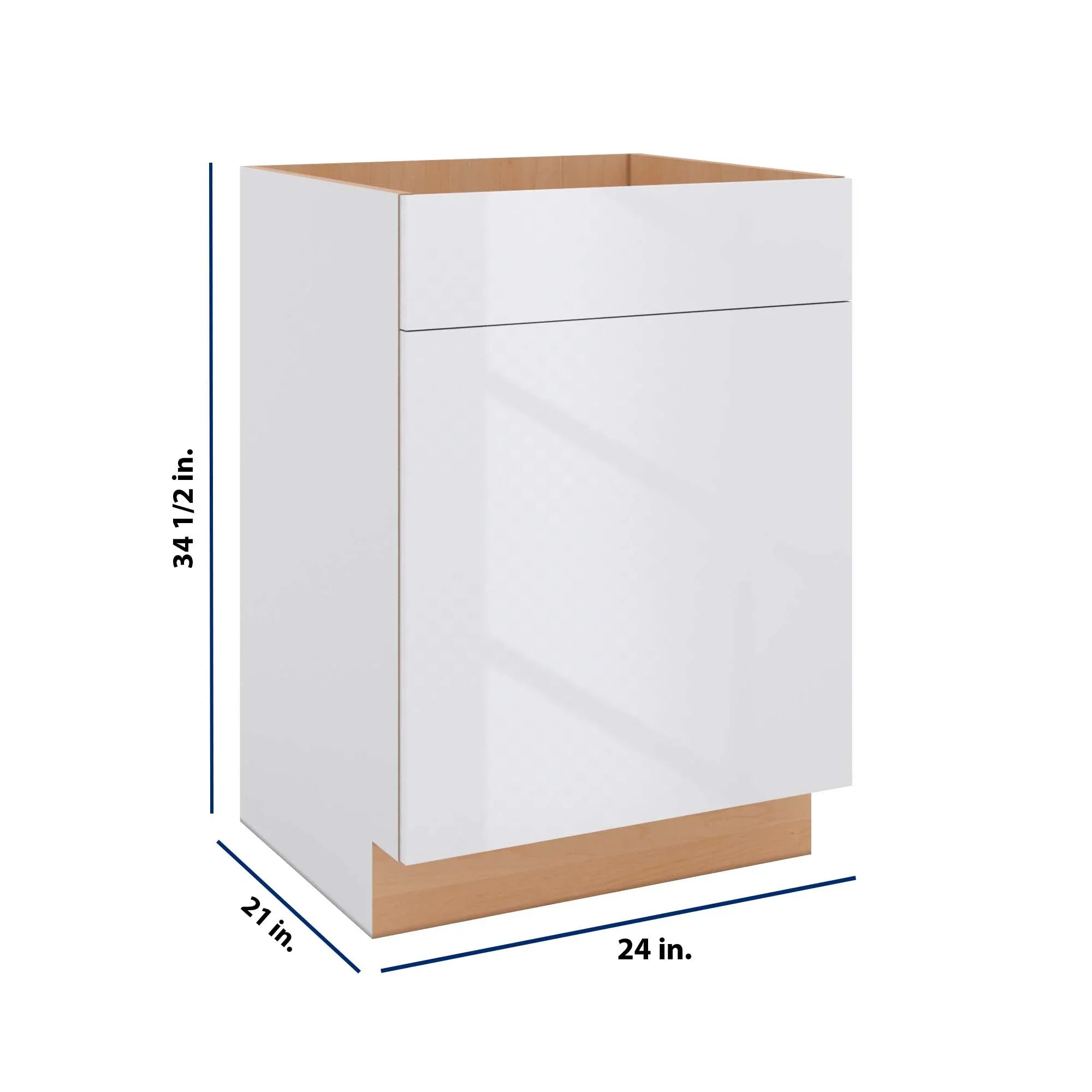 Modernform Cabinet Gloss White 24" W X 34 1/2" H X 21" D Vanity Sink Base 1 Doors/1 False Front