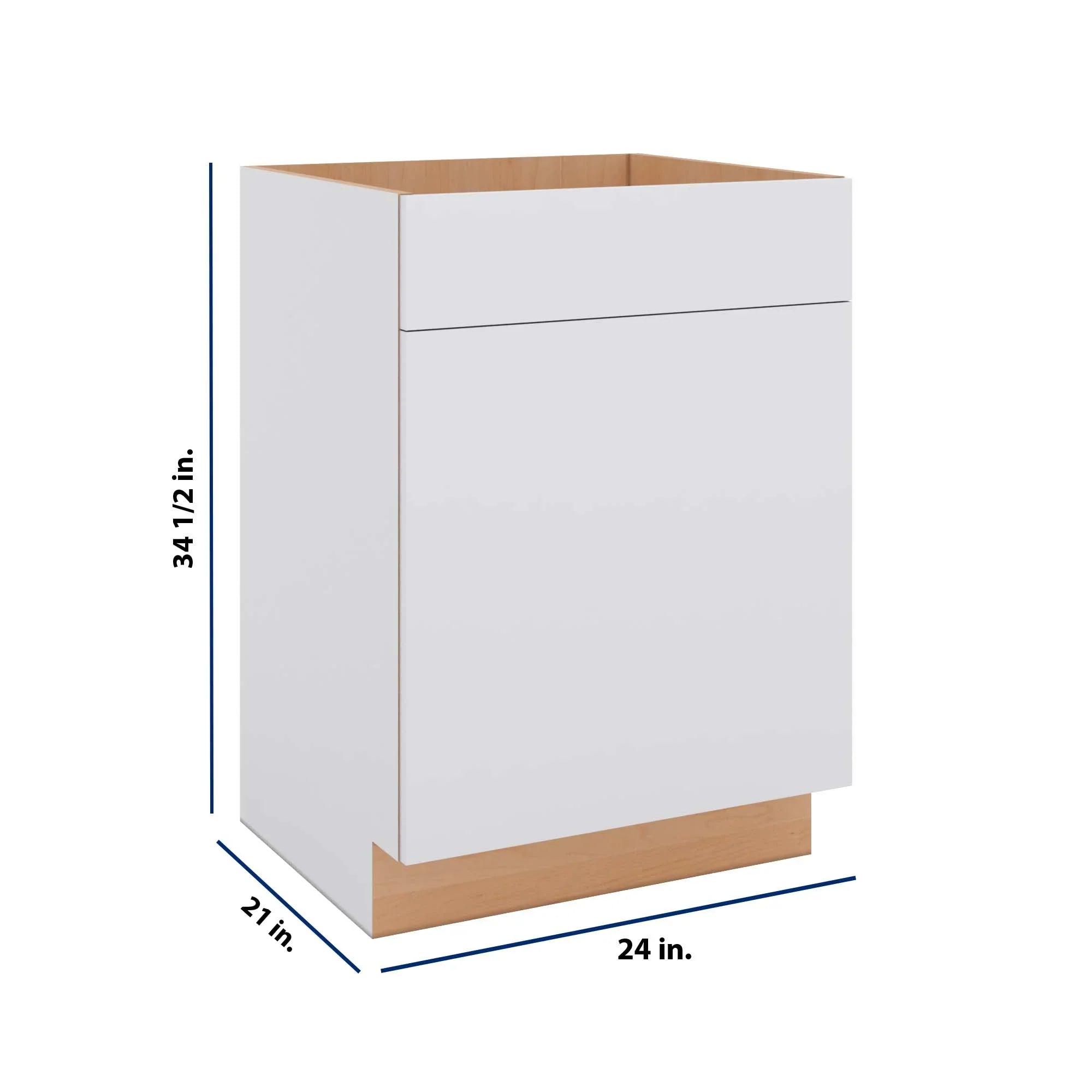 Modernform Cabinet Matte White 24" W X 34 1/2" H X 21" D Vanity Sink Base 1 Doors/1 False Front