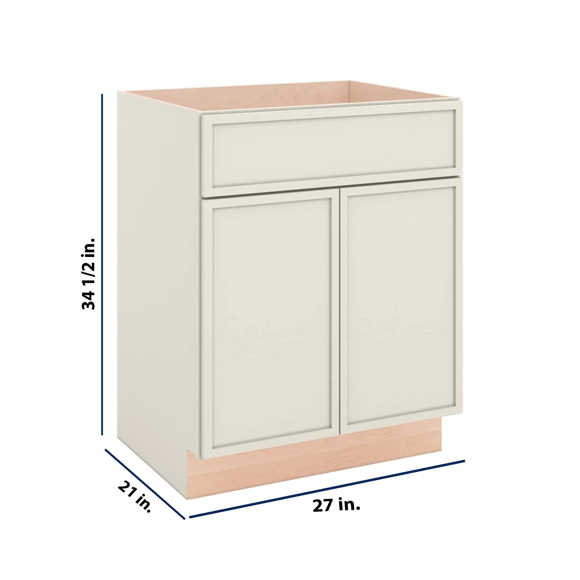 Modernform Cabinet Slim Dove White 27" W X 34 1/2" H X 21" D Sink Base 2 Doors/1 False Front
