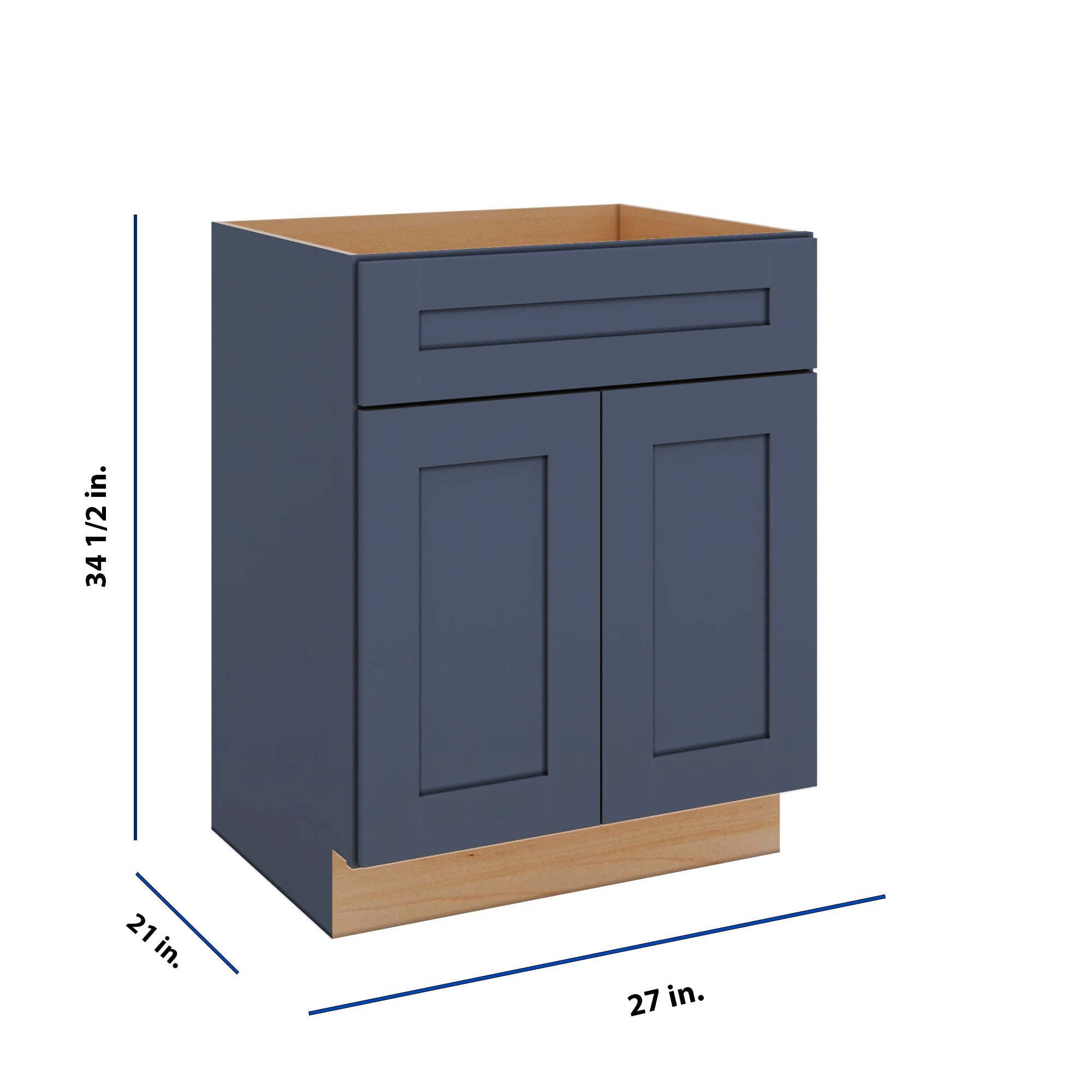 Modernform Cabinet Signature Blue 27" W X 34 1/2" H X 21" D Sink Base 2 Doors/1 False Front