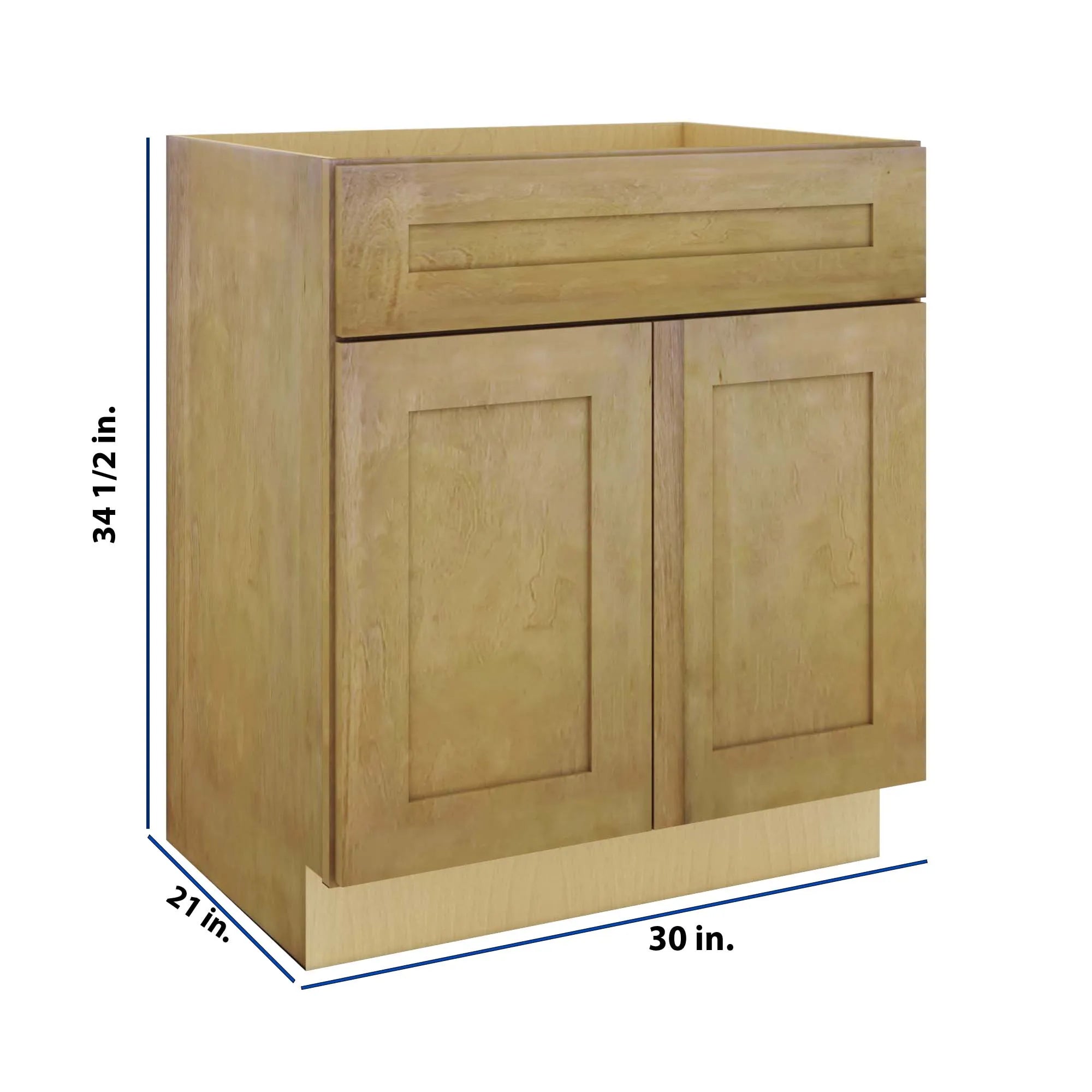 Modernform Cabinet Natural Shaker 30" W X 34 1/2" H X 21" D Sink Base 2 Doors/1 False Front