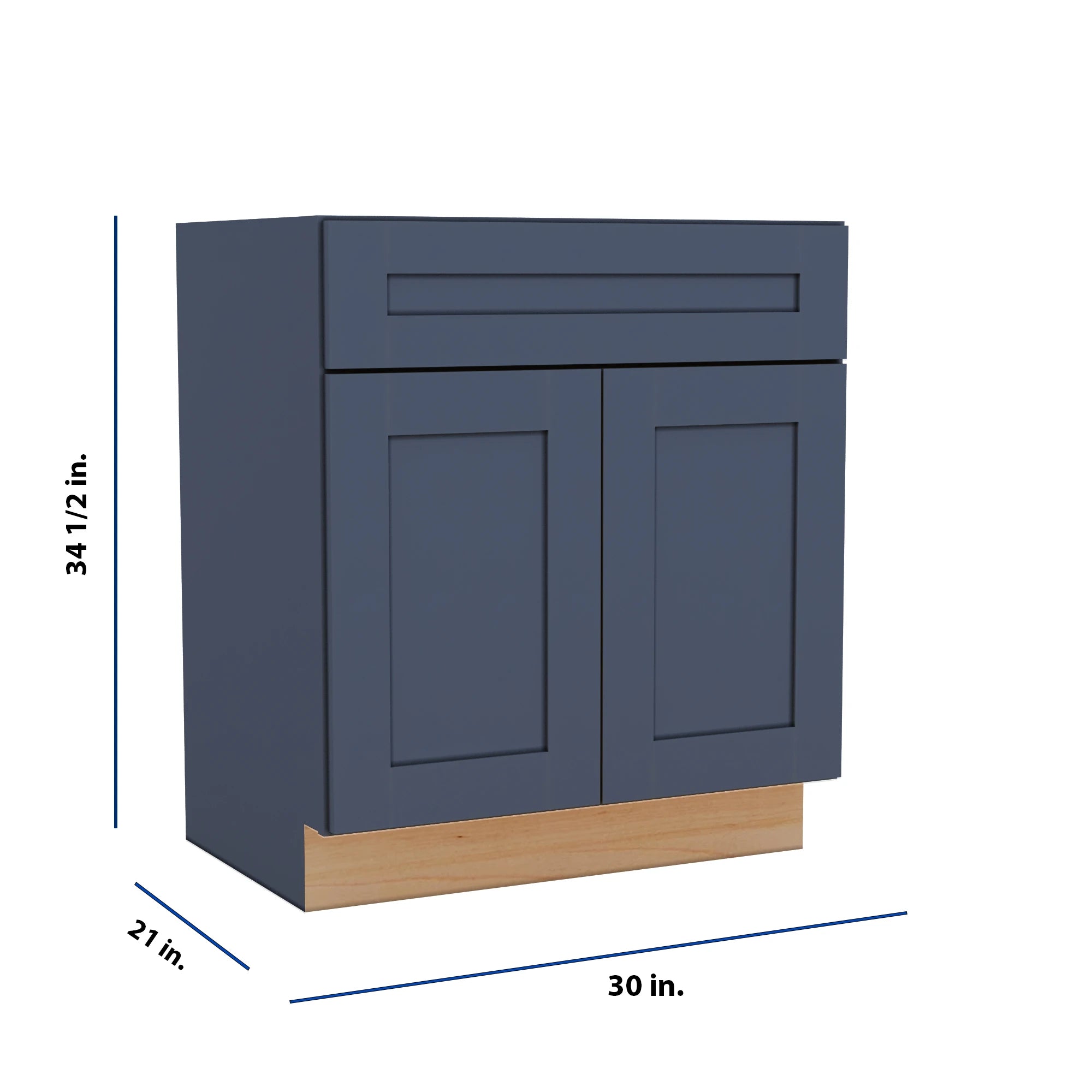 Modernform Cabinet Signature Blue 30" W X 34 1/2" H X 21" D Sink Base 2 Doors/1 False Front