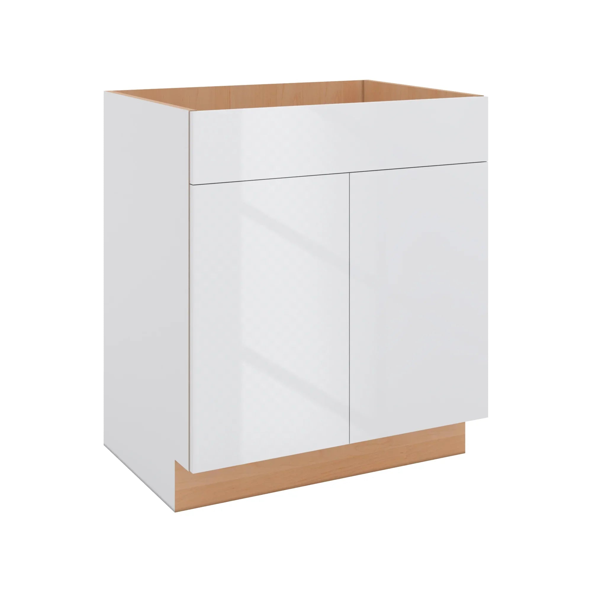 Modernform Cabinet Gloss White 30" W X 34 1/2" H X 21" D Vanity Sink Base 2 Doors/1 False Front