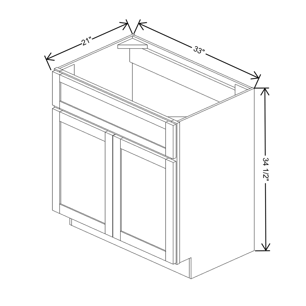 Wolf Classic York White Paint 33"W Vanity Sink Base