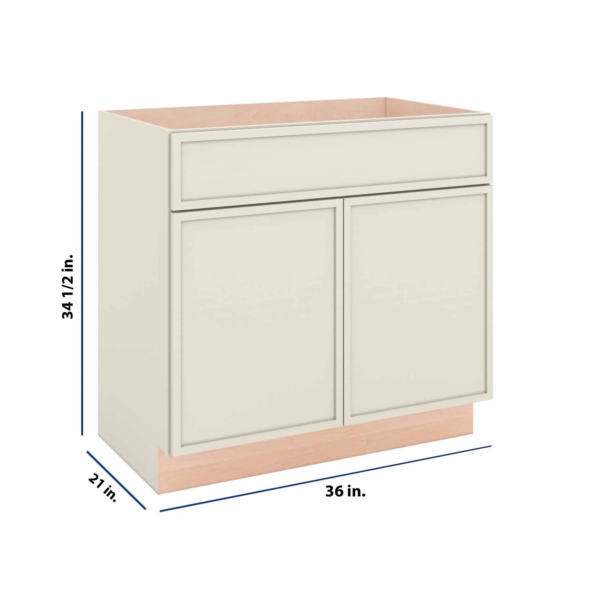 Modernform Cabinet Slim Dove White 36" W X 34 1/2" H X 21" D Sink Base 2 Doors/1 False Front