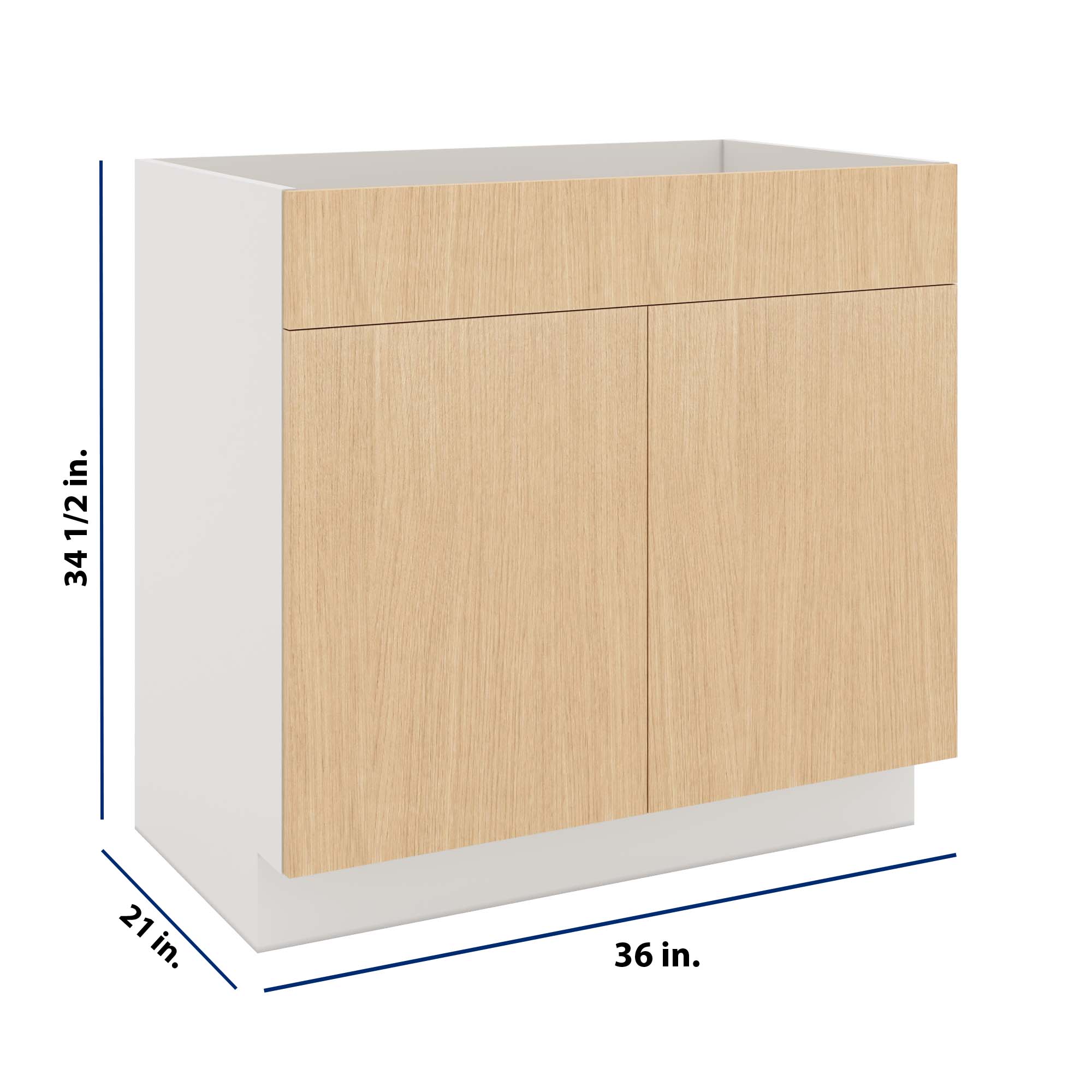 Modernform Cabinet Natural Oak 36" W X 34 1/2" H X 21" D Vanity Sink Base 2 Doors/1 False Front