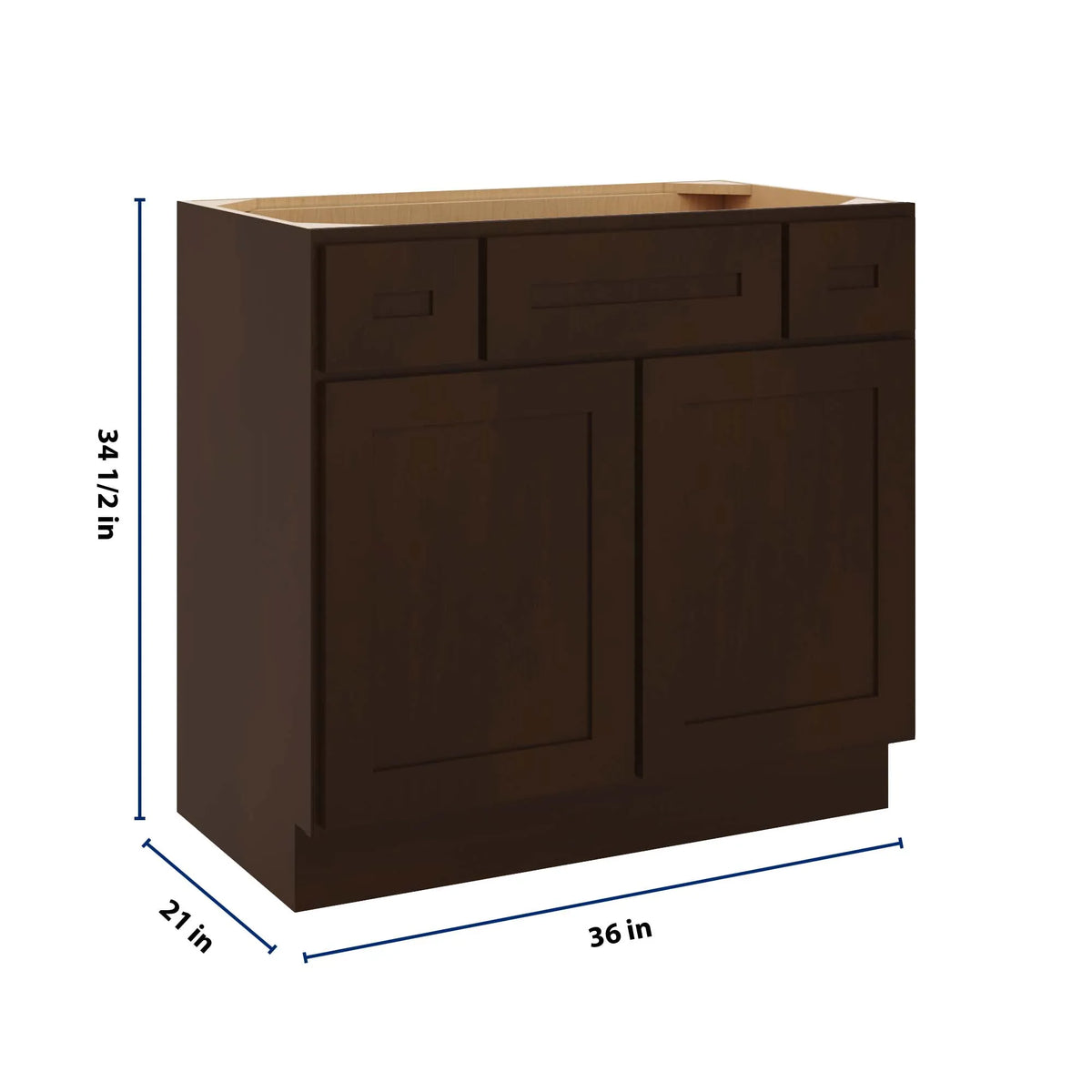 CNC Luxor 5-Piece Espresso 36" W 2 Drawer Vanity Sink Base Cabinet