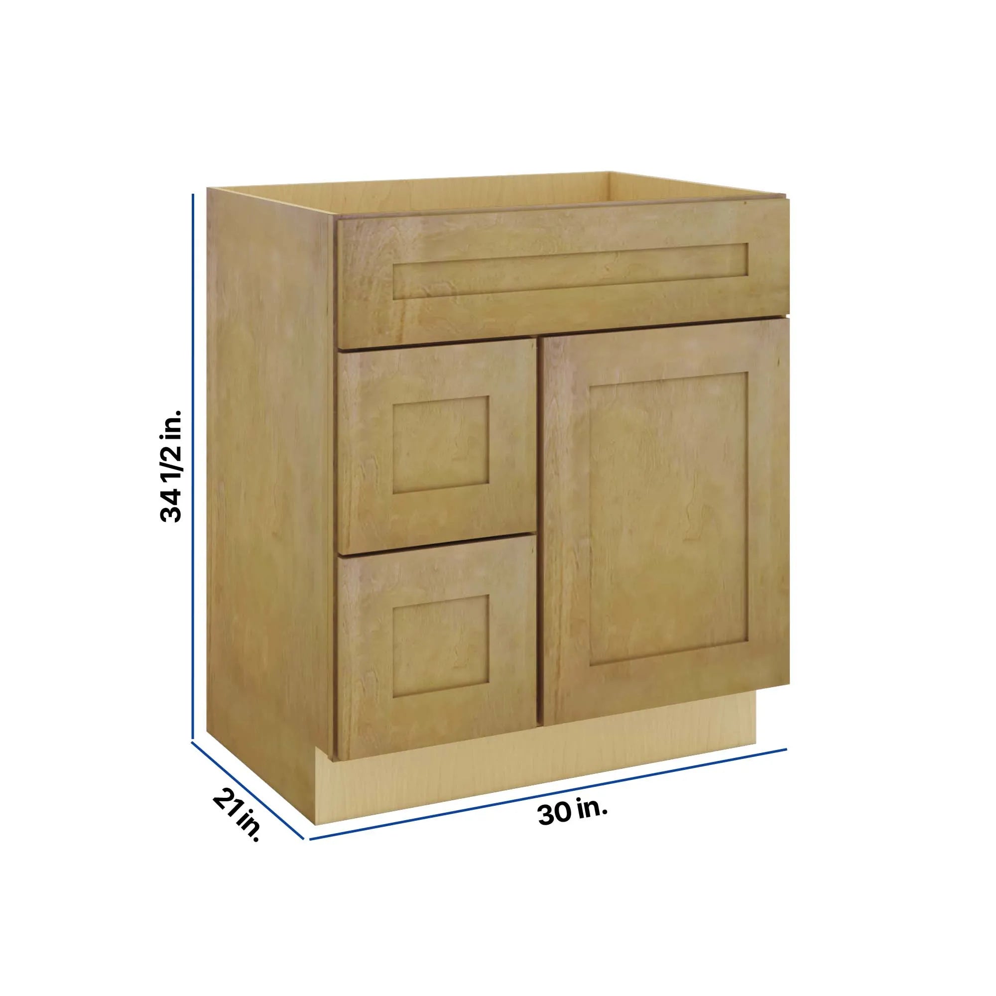 Modernform Cabinet Natural Shaker 30" W X 34 1/2" H X 21" D Combo Cabinet w/2 Drawers