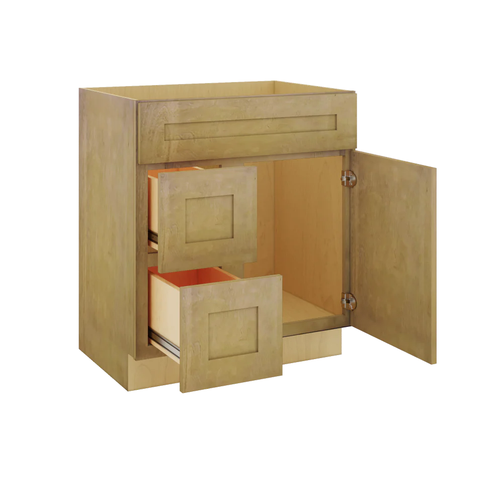 Modernform Cabinet Natural Shaker 30" W X 34 1/2" H X 21" D Combo Cabinet w/2 Drawers