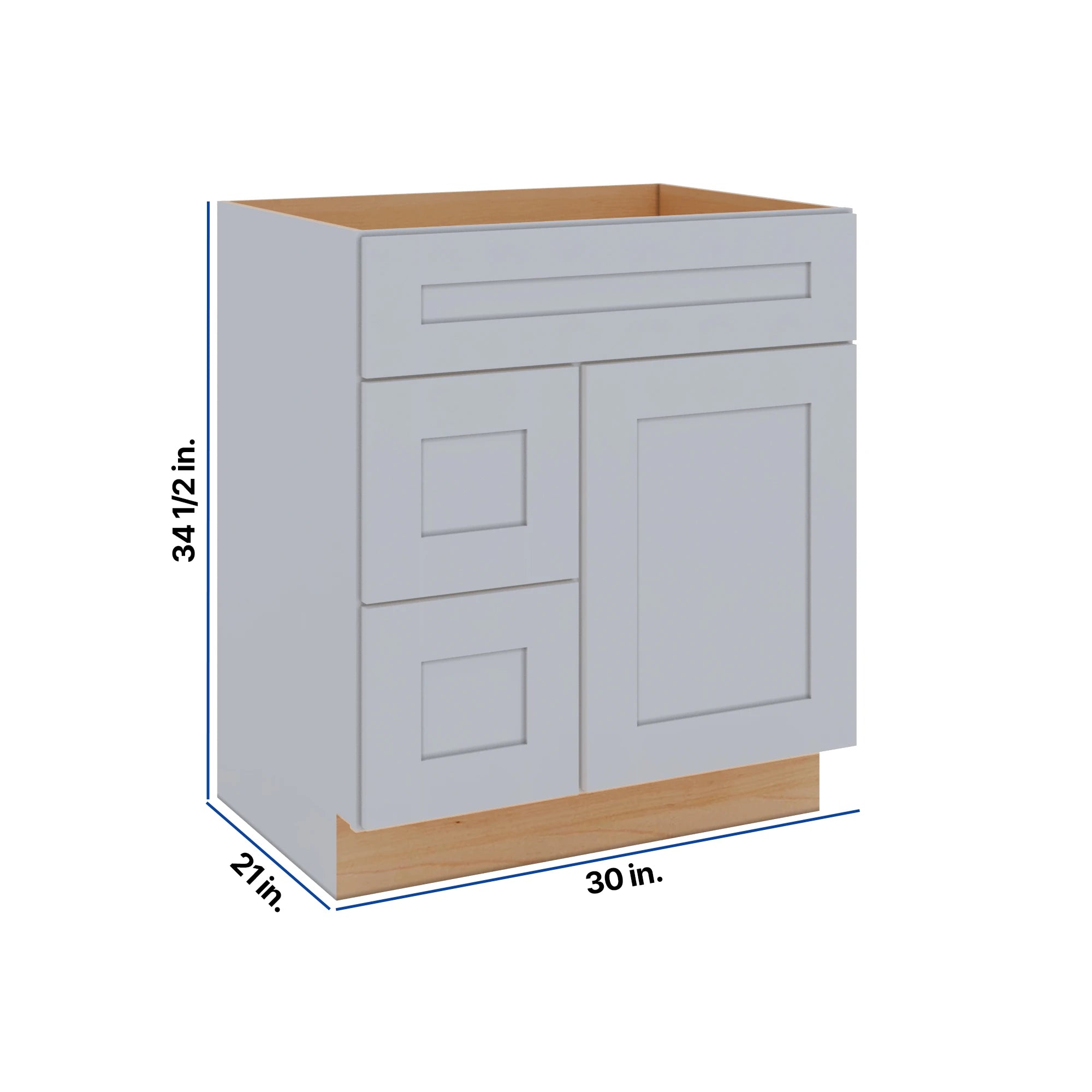 Modernform Cabinet Grey Shaker 30" W X 34 1/2" H X 21" D Combo Cabinet w/2 Drawers