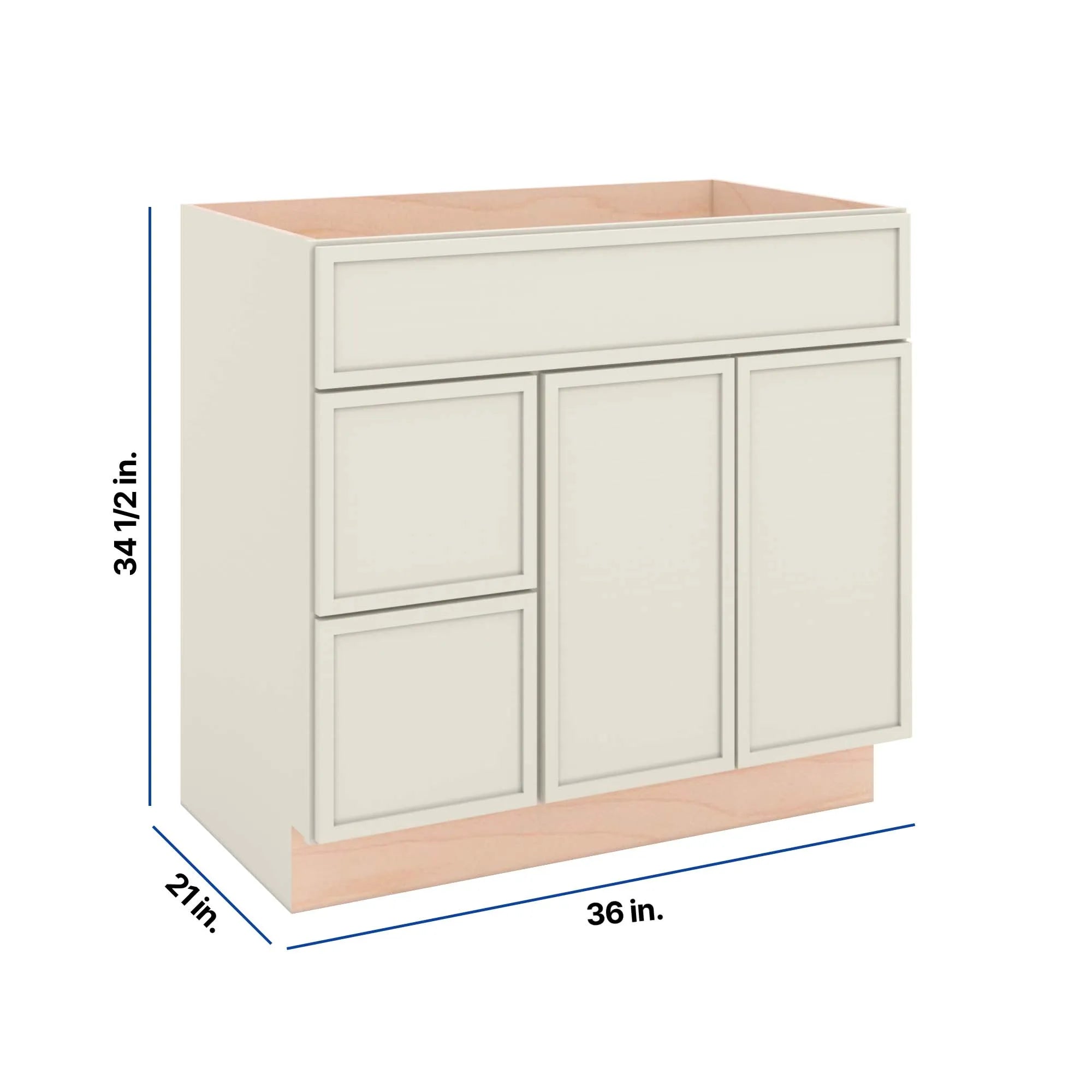 Modernform Cabinet Slim Dove White 36" W X 34 1/2" H X 21" D Combo Cabinet w/2 Drawers