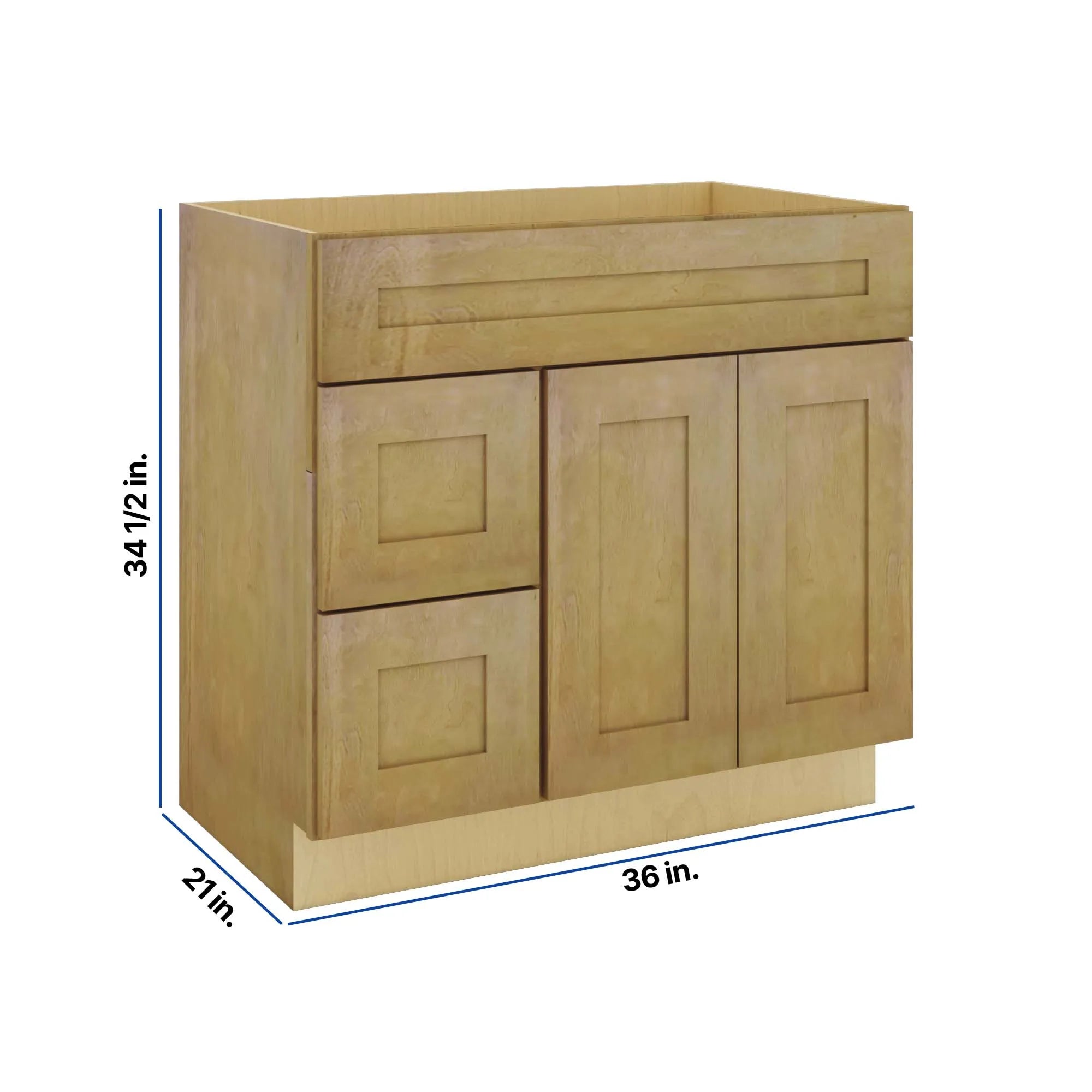 Modernform Cabinet Natural Shaker 36" W X 34 1/2" H X 21" D Combo Cabinet w/2 Drawers