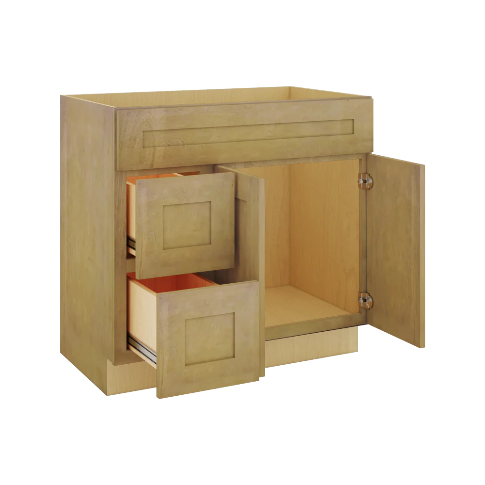 Modernform Cabinet Natural Shaker 36" W X 34 1/2" H X 21" D Combo Cabinet w/2 Drawers