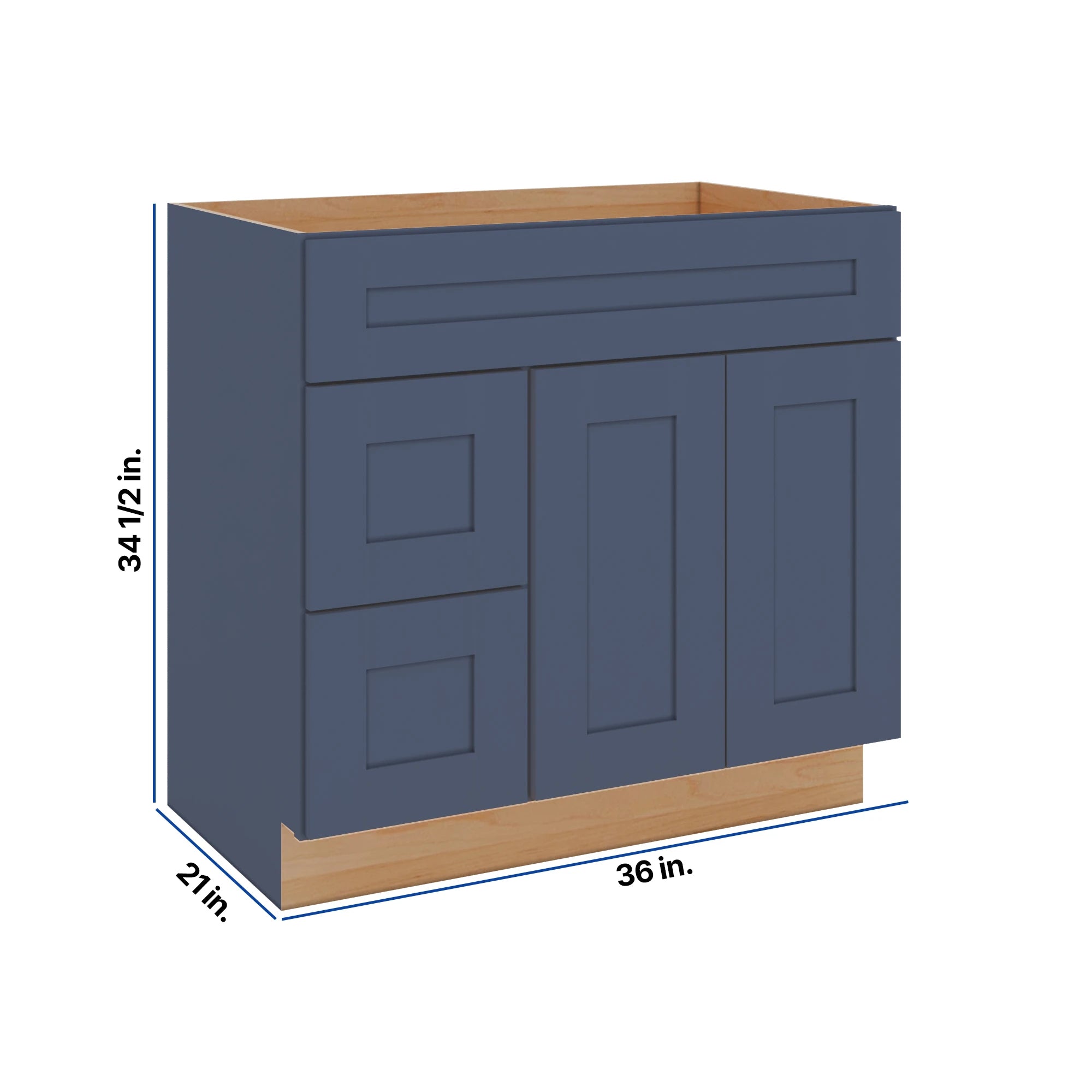 Modernform Cabinet Signature Blue 36" W X 34 1/2" H X 21" D Combo Cabinet w/2 Drawers