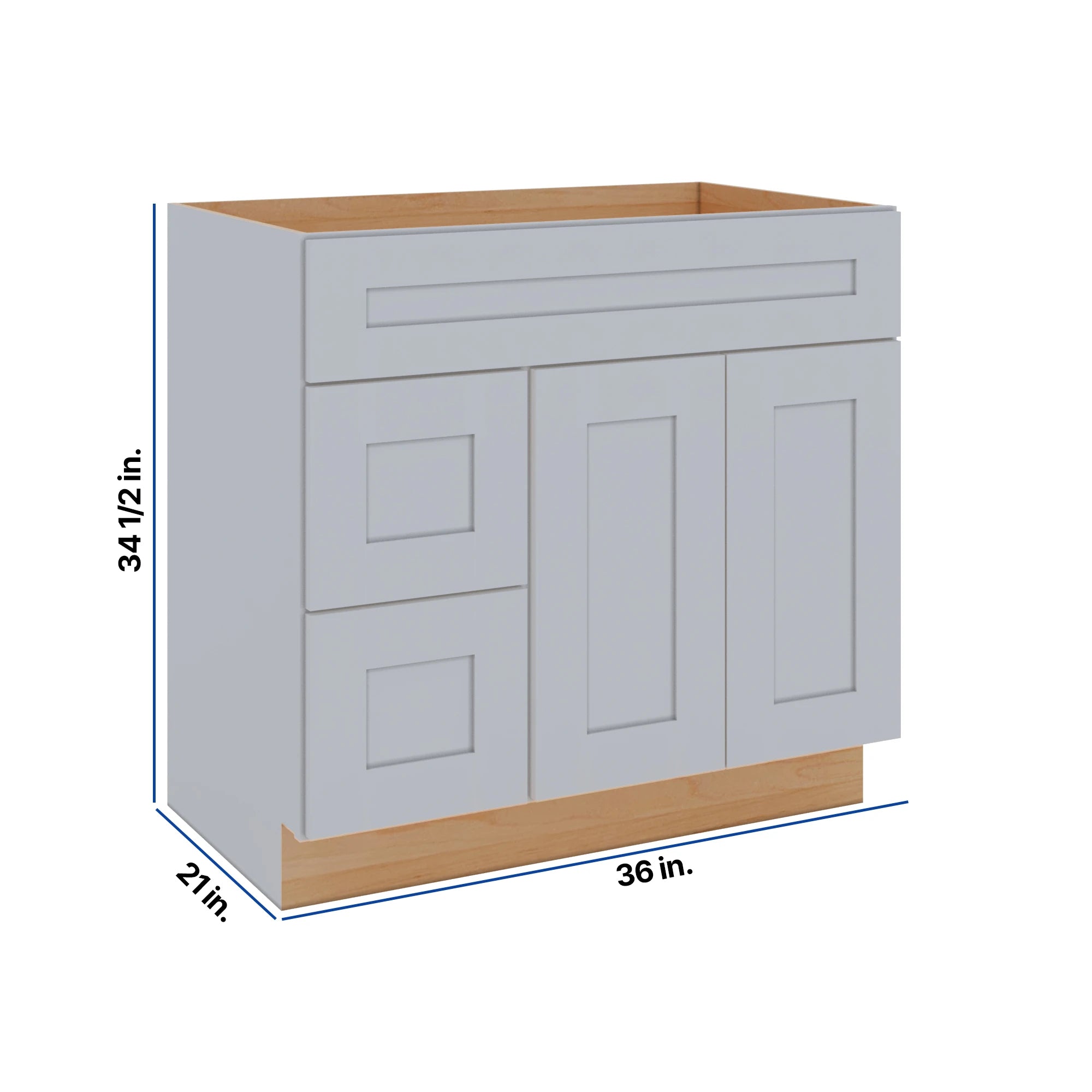 Modernform Cabinet Grey Shaker 36" W X 34 1/2" H X 21" D Combo Cabinet w/2 Drawers