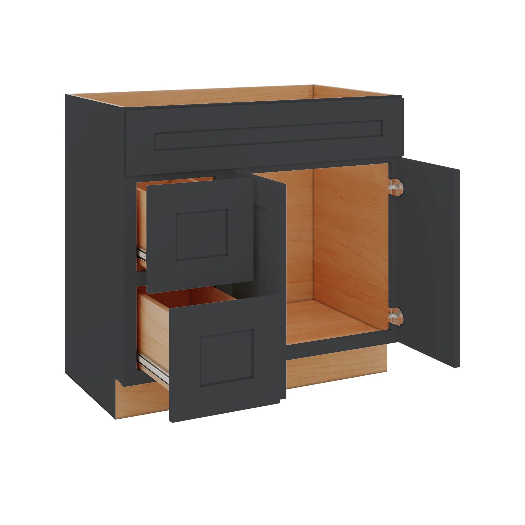 Modernform Cabinet Onyx Black Shaker 36" W X 34 1/2" H X 21" D Combo Cabinet w/2 Drawers