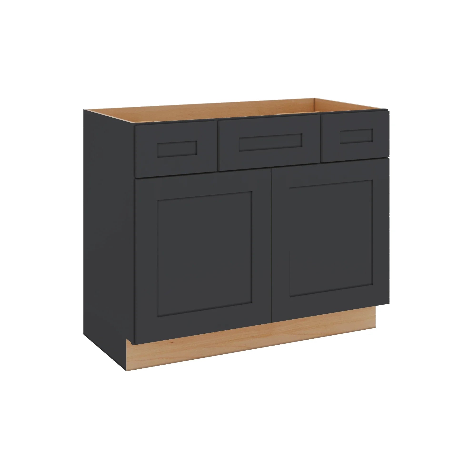 Modernform Cabinet Onyx Black Shaker 42" W X 34 1/2" H X 21" D Combo Cabinet w/2 Side Drawers