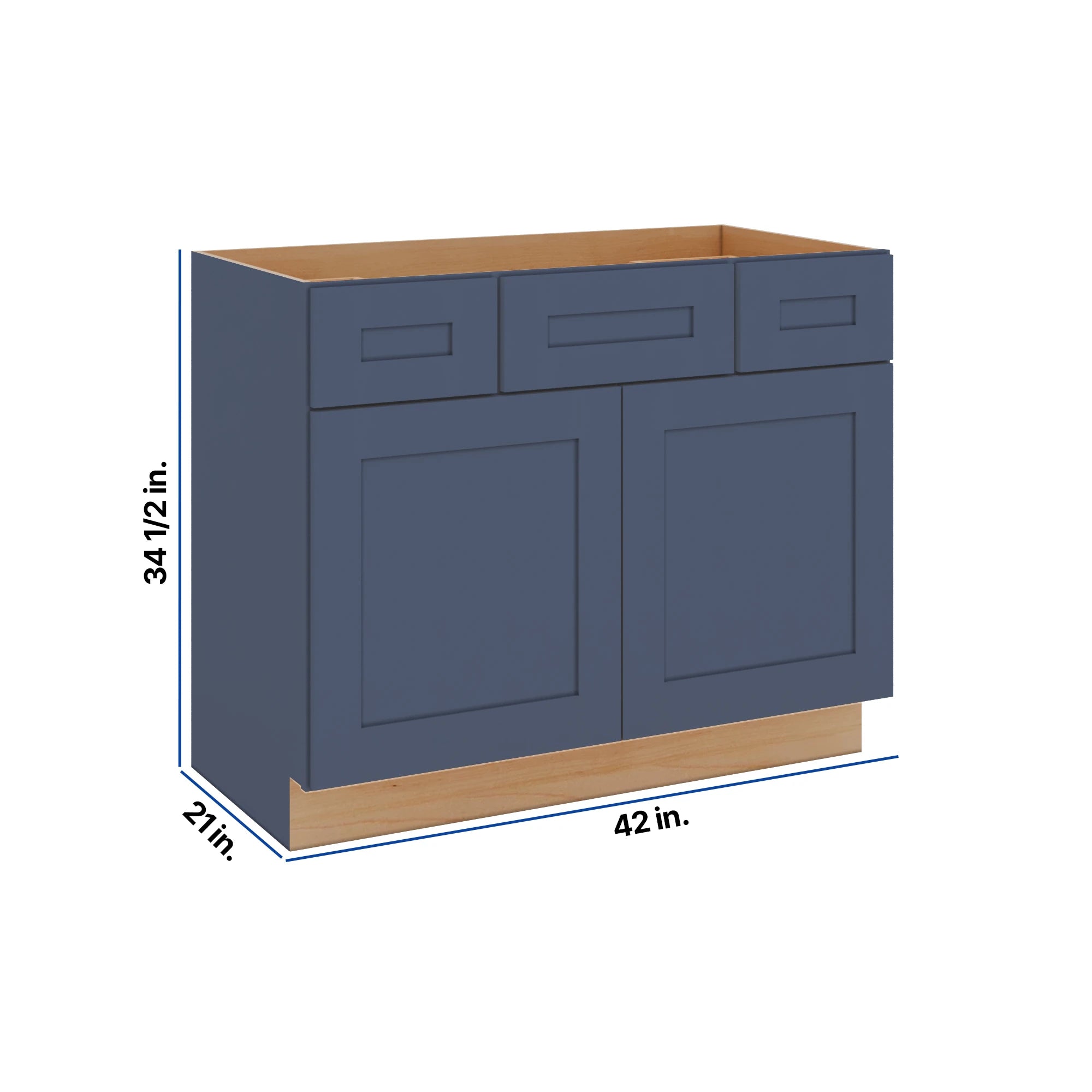 Modernform Cabinet Signature Blue 42" W X 34 1/2" H X 21" D Combo Cabinet w/2 Side Drawers